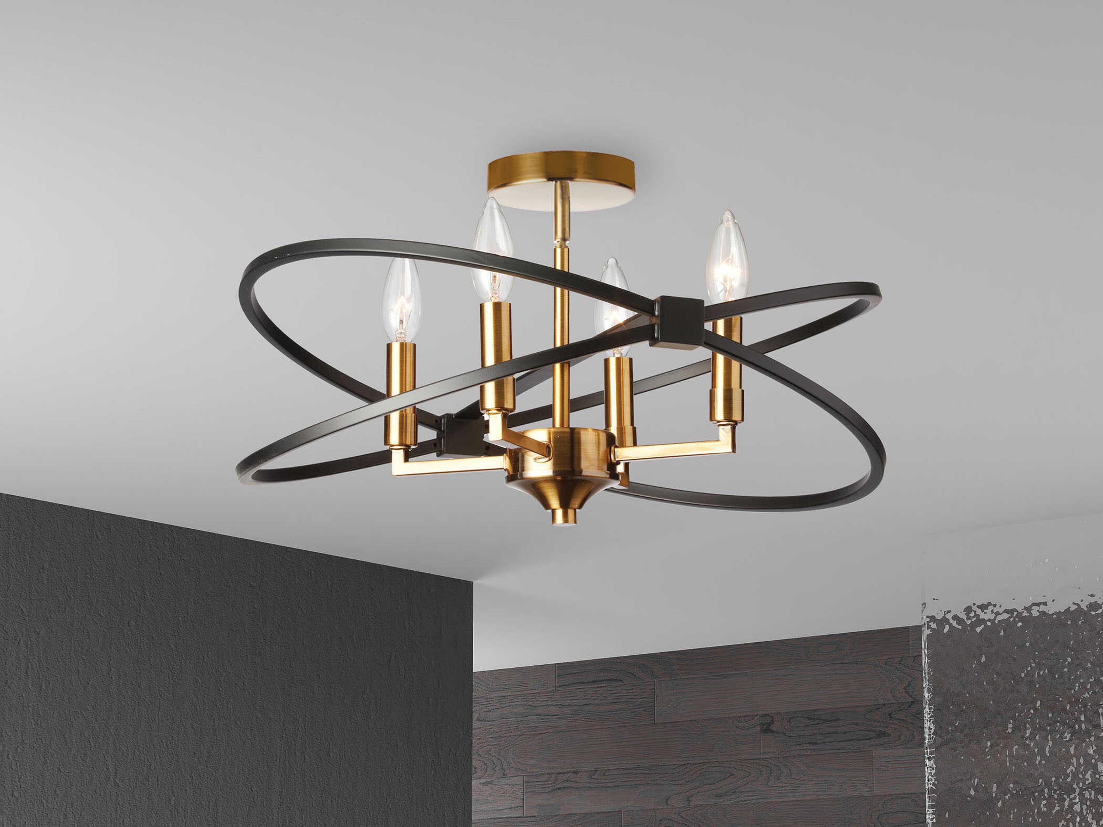 Dainolite Paloma 4-Light Vintage Bronze Matte Black Semi Flush Mount