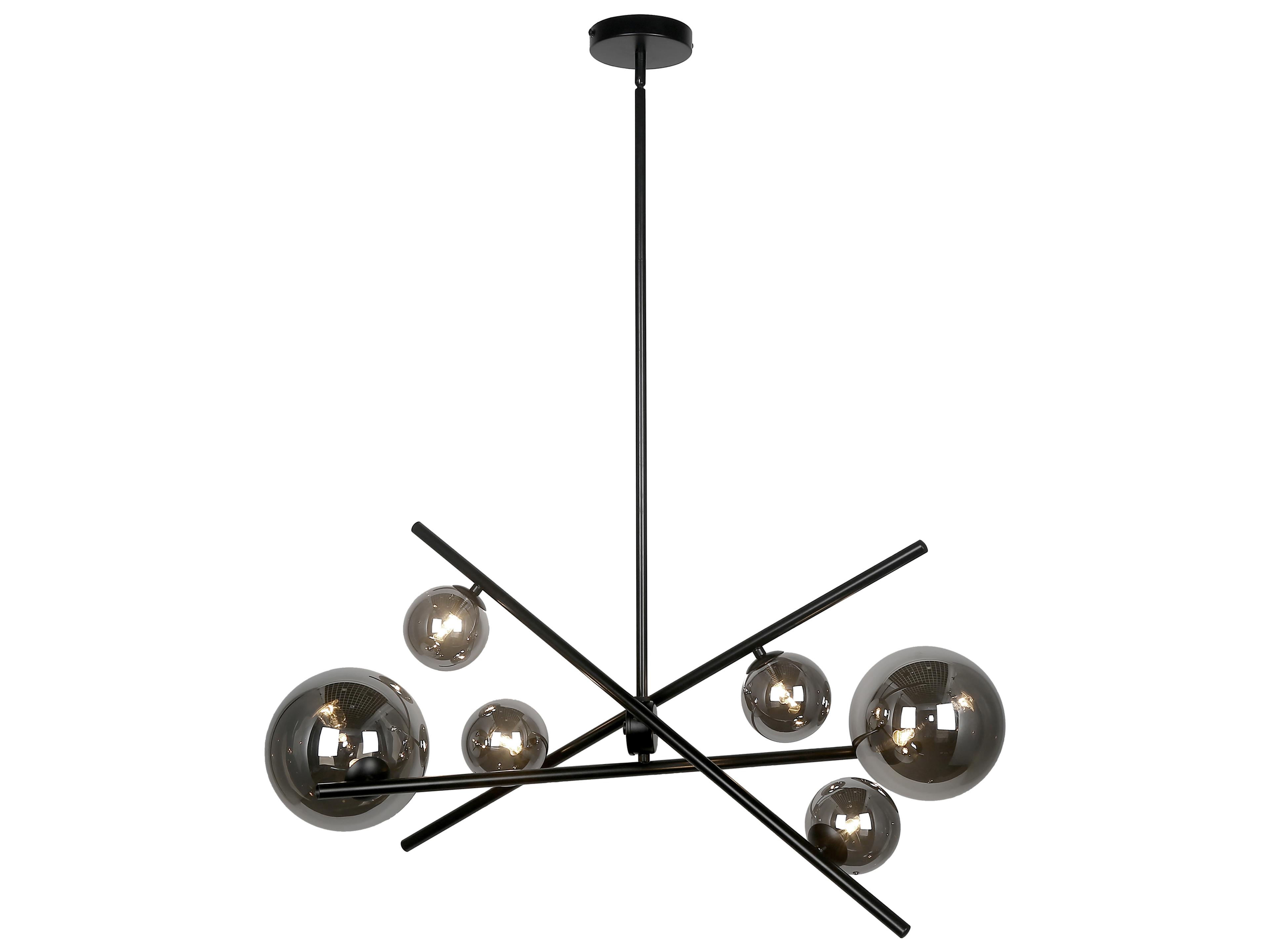 Pamela 6-Light Matte Black Globe Geometric Linear Chandelier