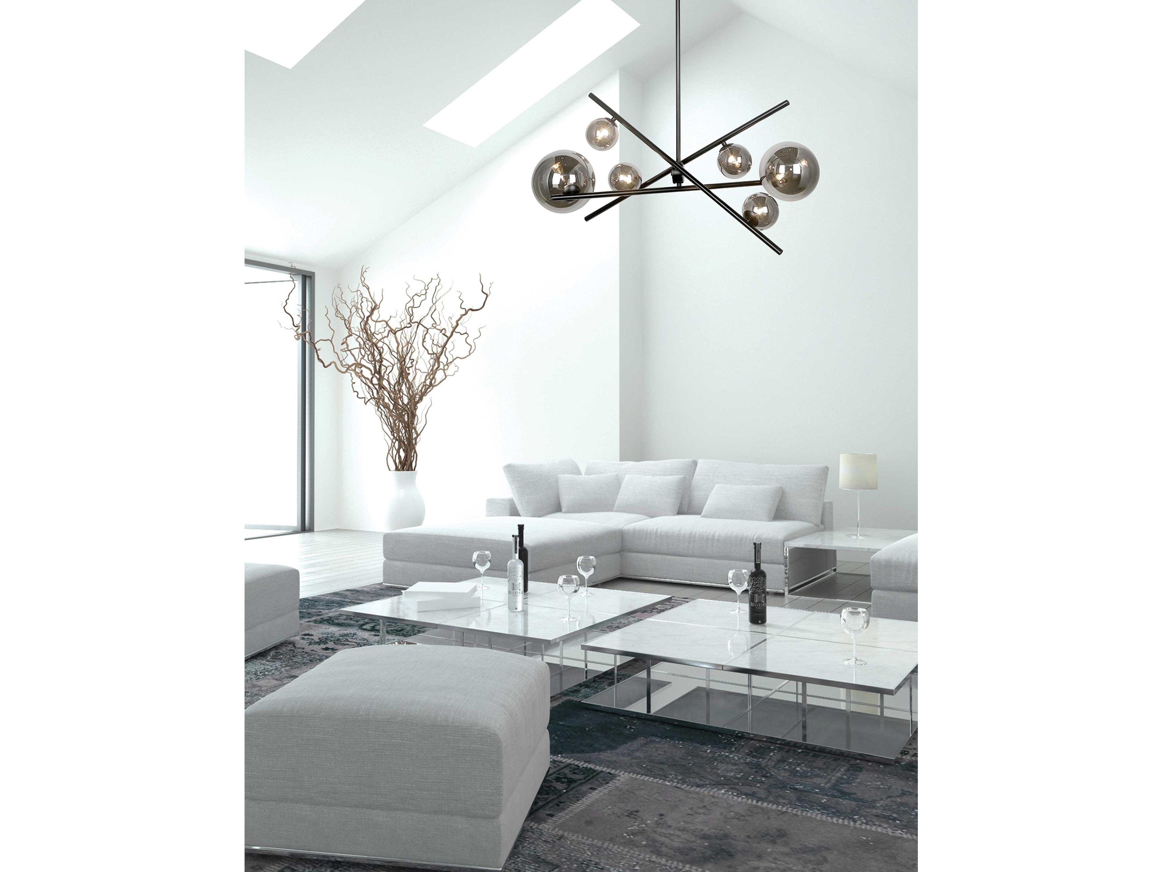 Dainolite Pamela 6-Light Matte Black Globe Geometric Linear Chandelier