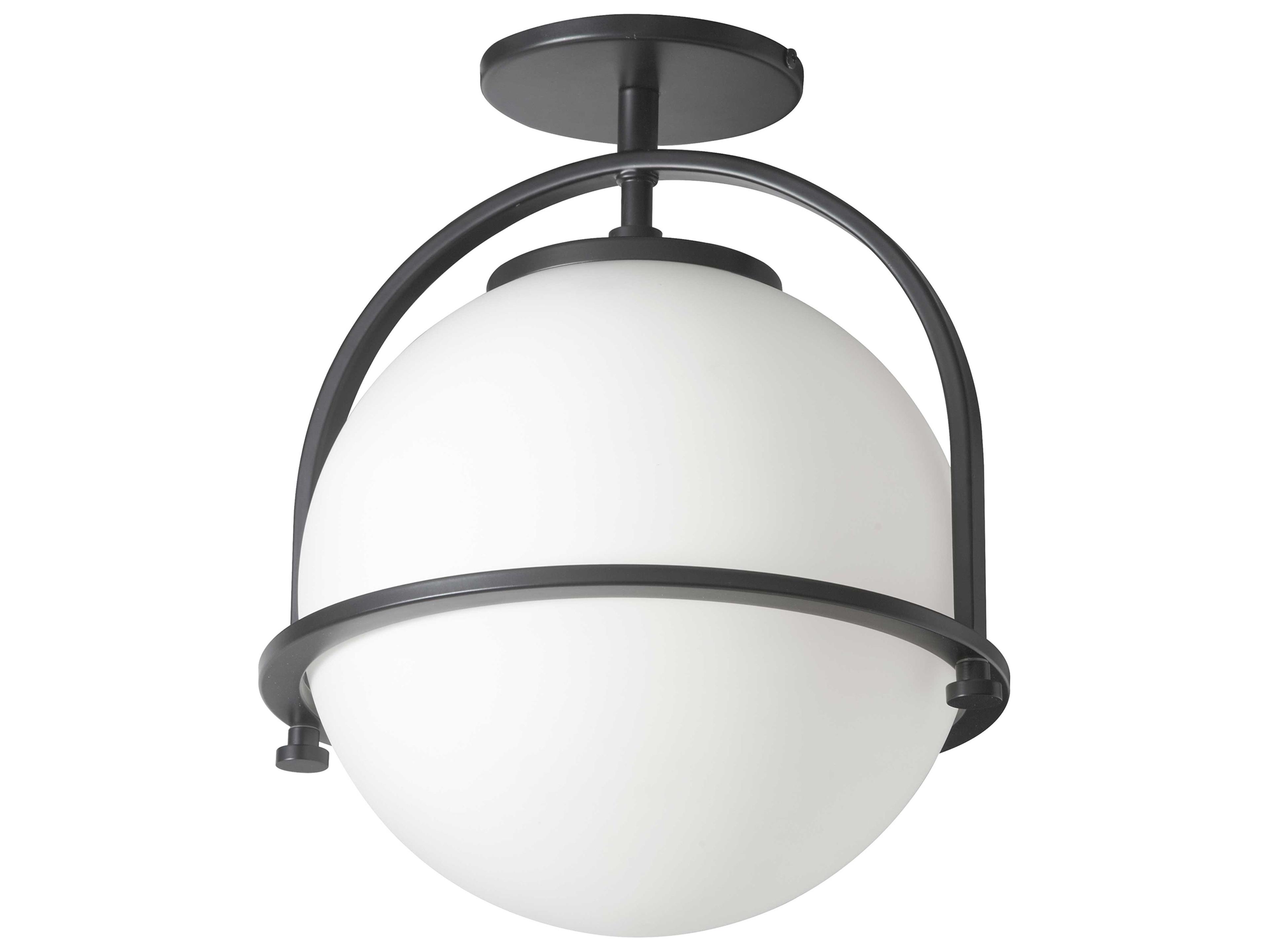Paola 1-Light Matte Black Globe Semi Flush Mount