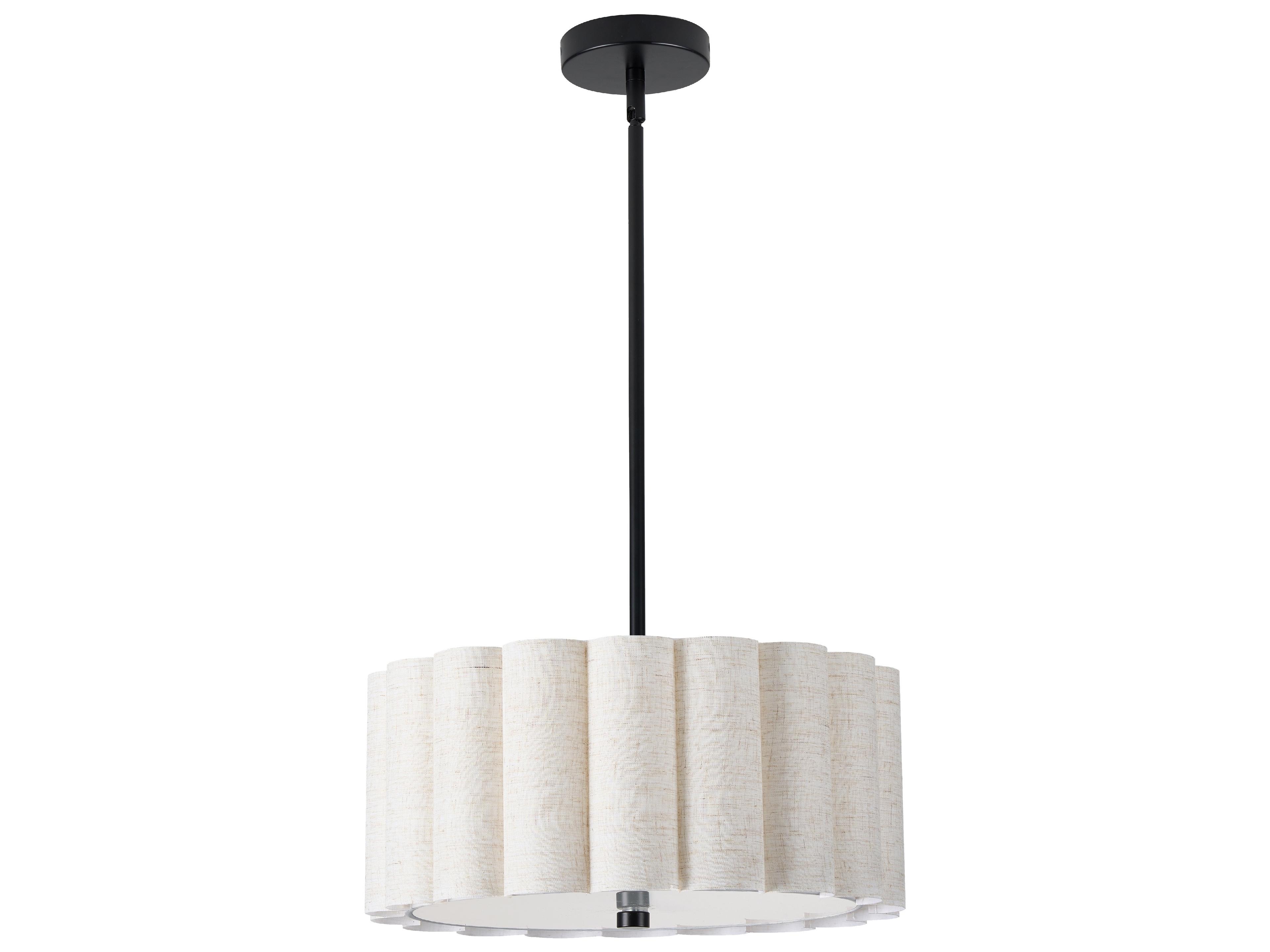 Pacifica 3-Light Flax Matte Black Drum Pendant