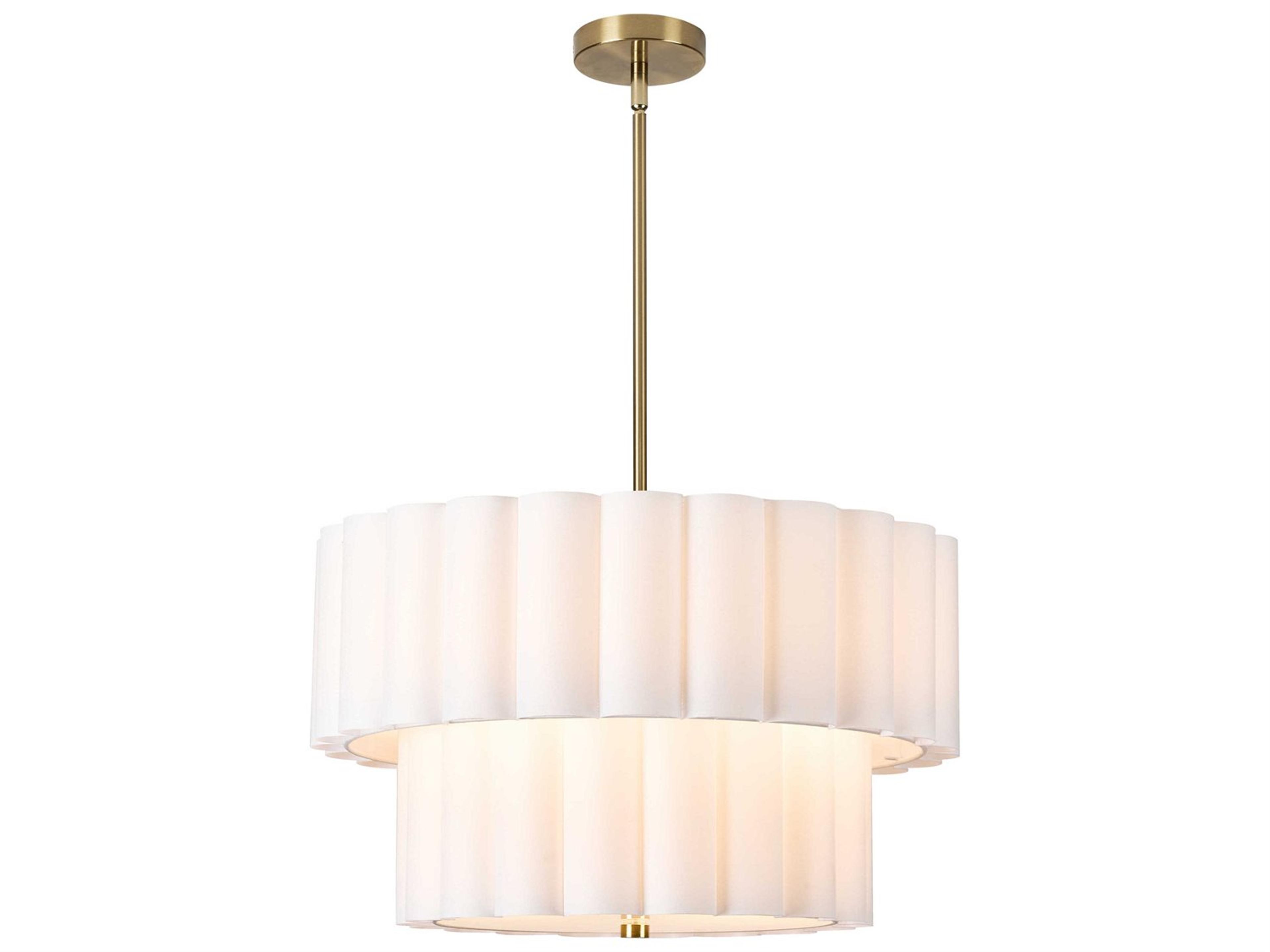 Dainolite Pacifica 4-Light Flax Aged Brass Drum Tiered Pendant