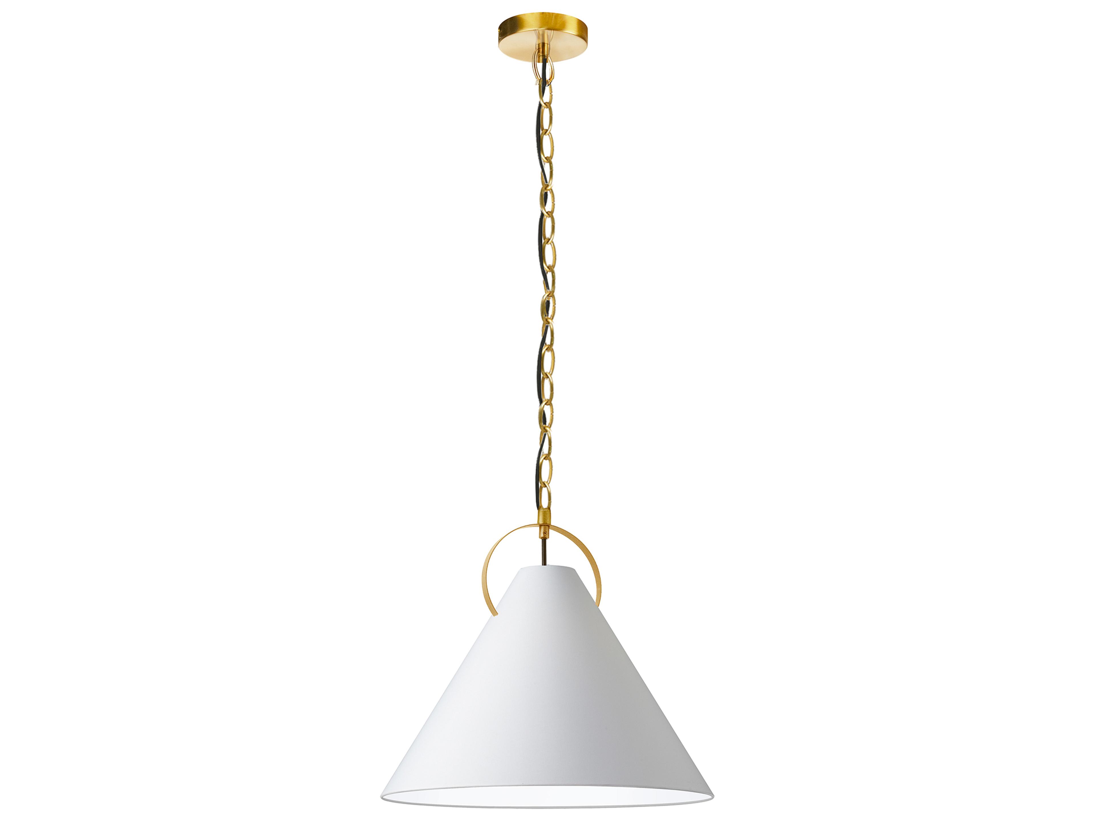 Princeton 1-Light Aged Brass White Pendant