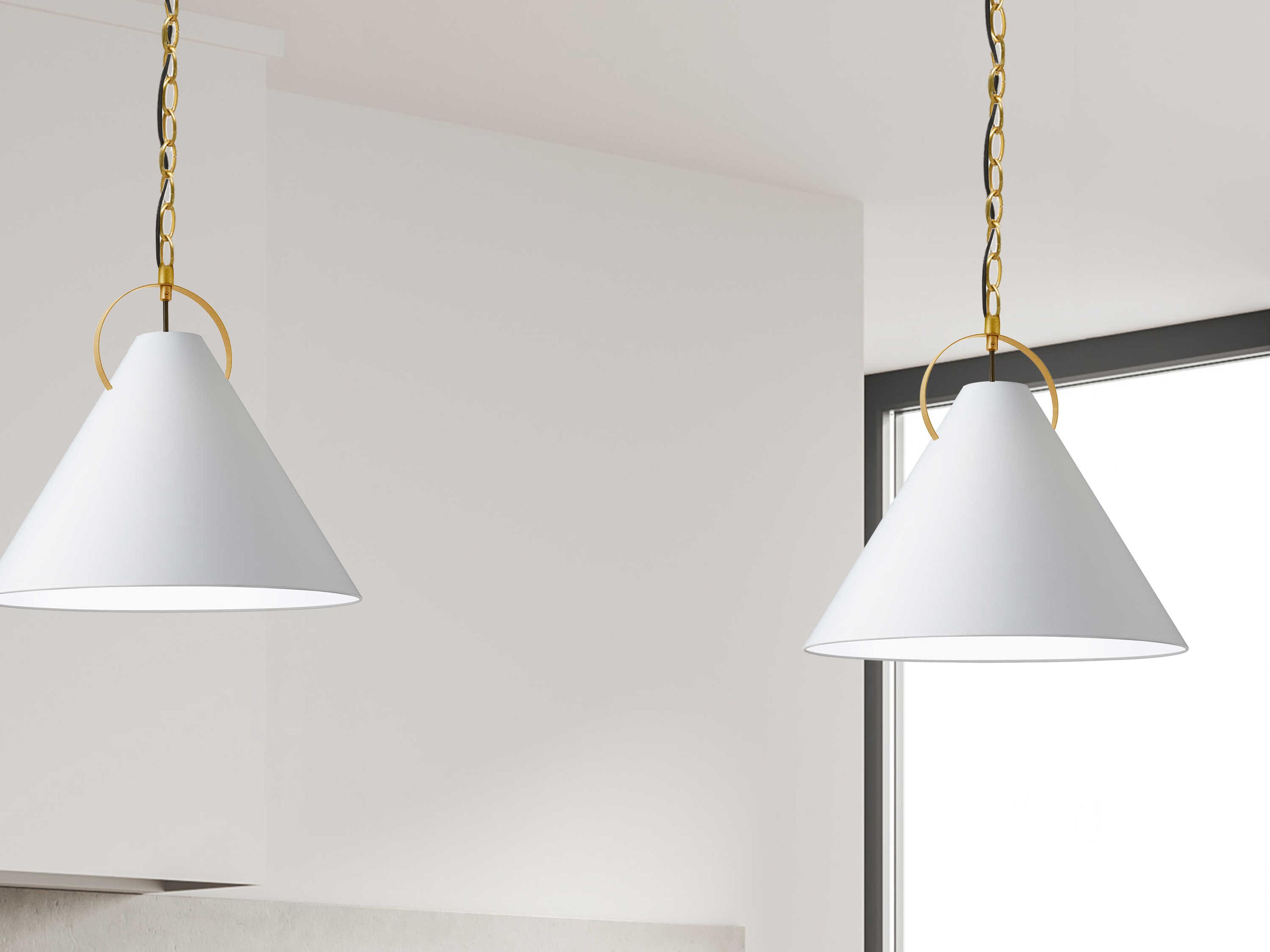 Dainolite Princeton 1-Light Aged Brass White Pendant