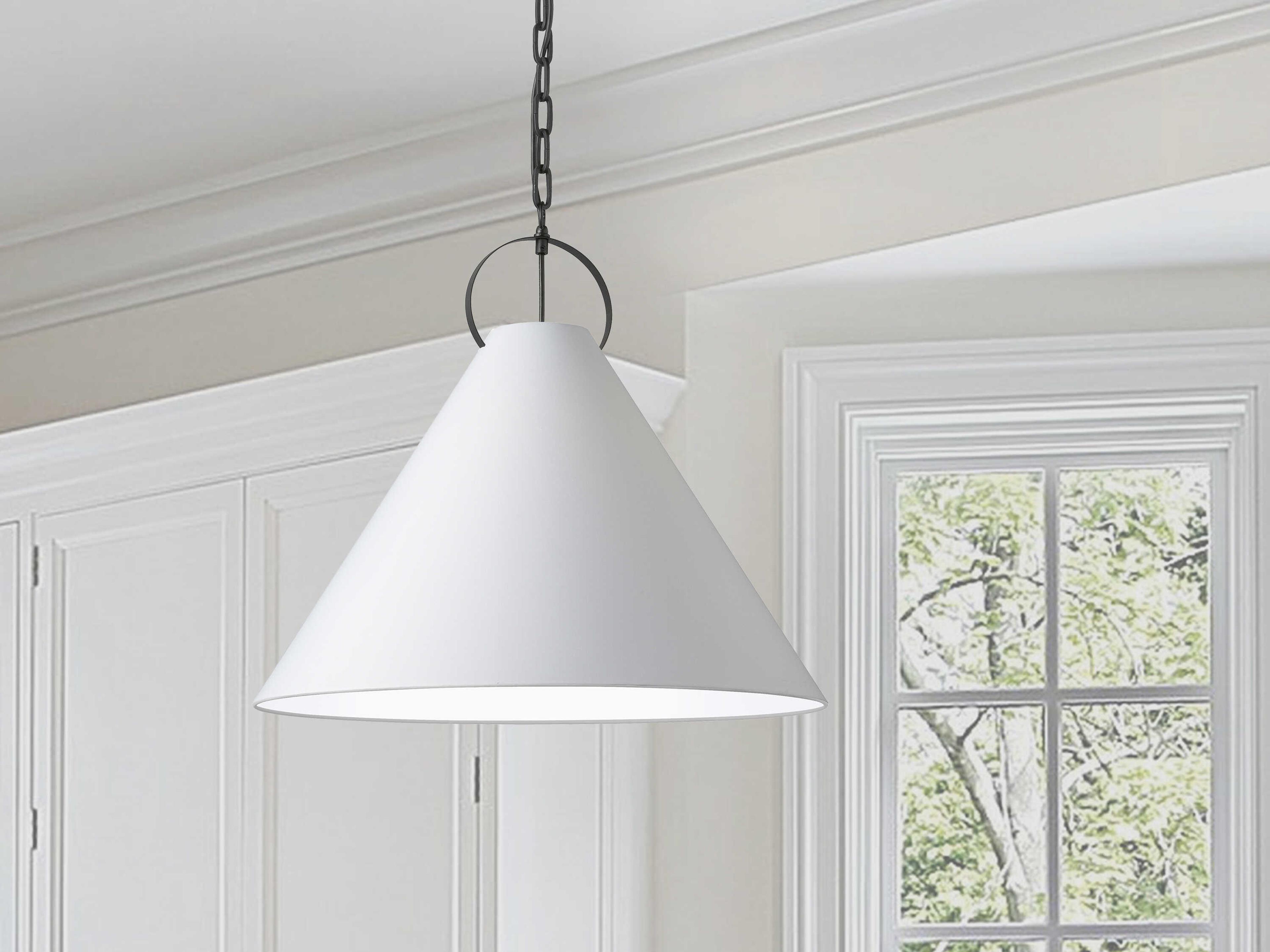 Dainolite Princeton 1-Light Matte Black White Pendant