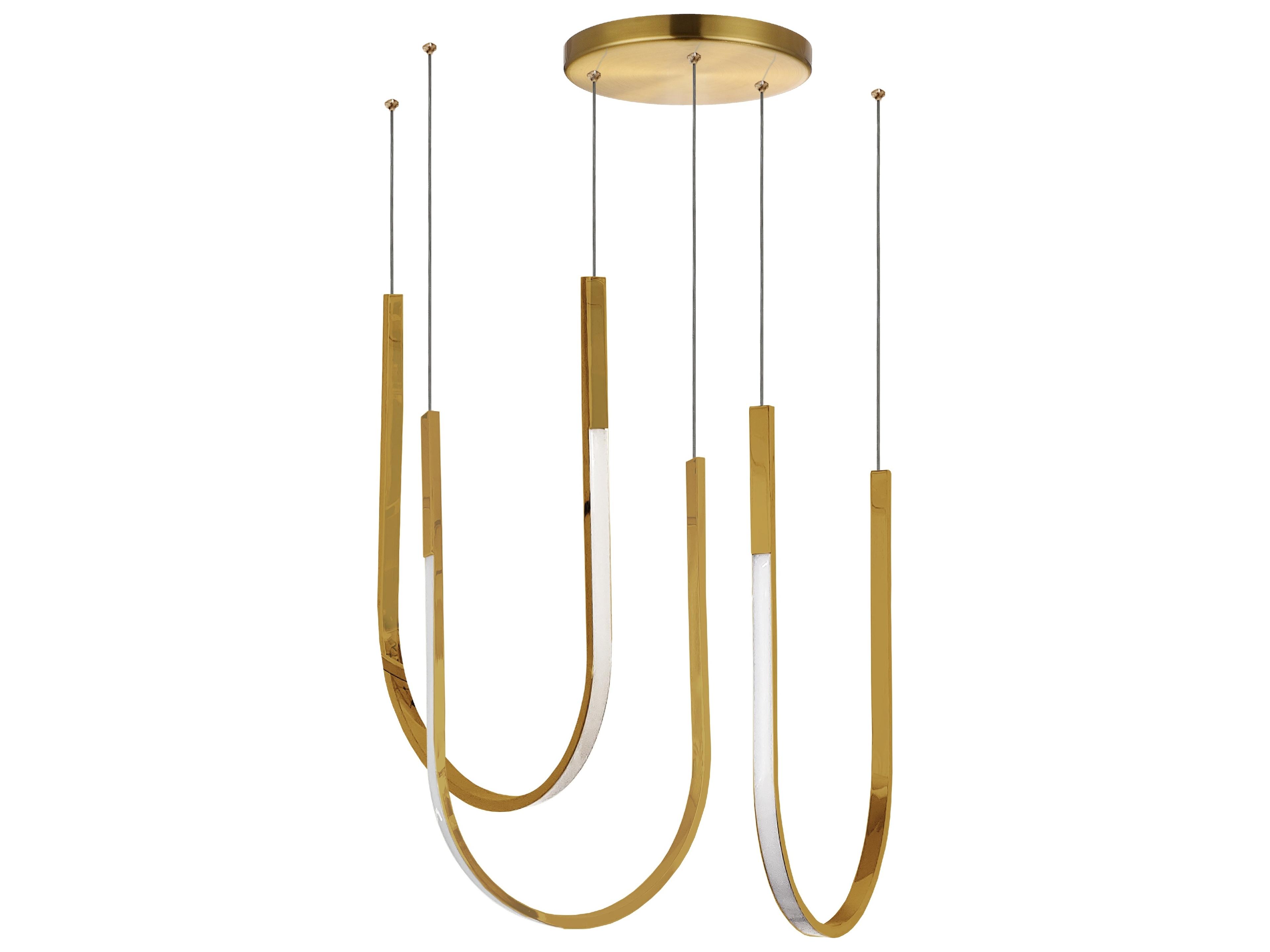 Pacari 3-Light Aged Brass White Pendant