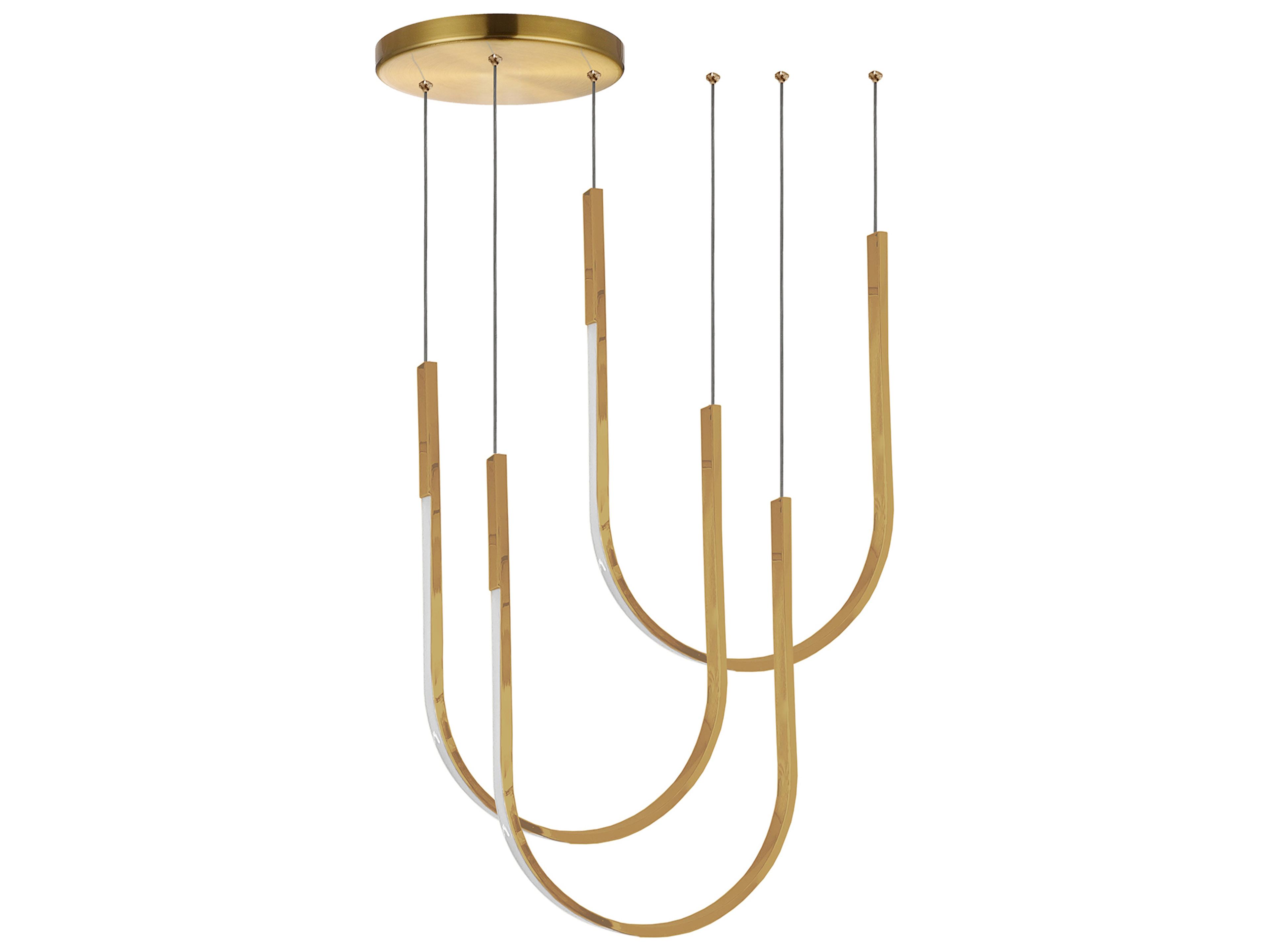 Dainolite Pacari 3-Light Aged Brass White Pendant