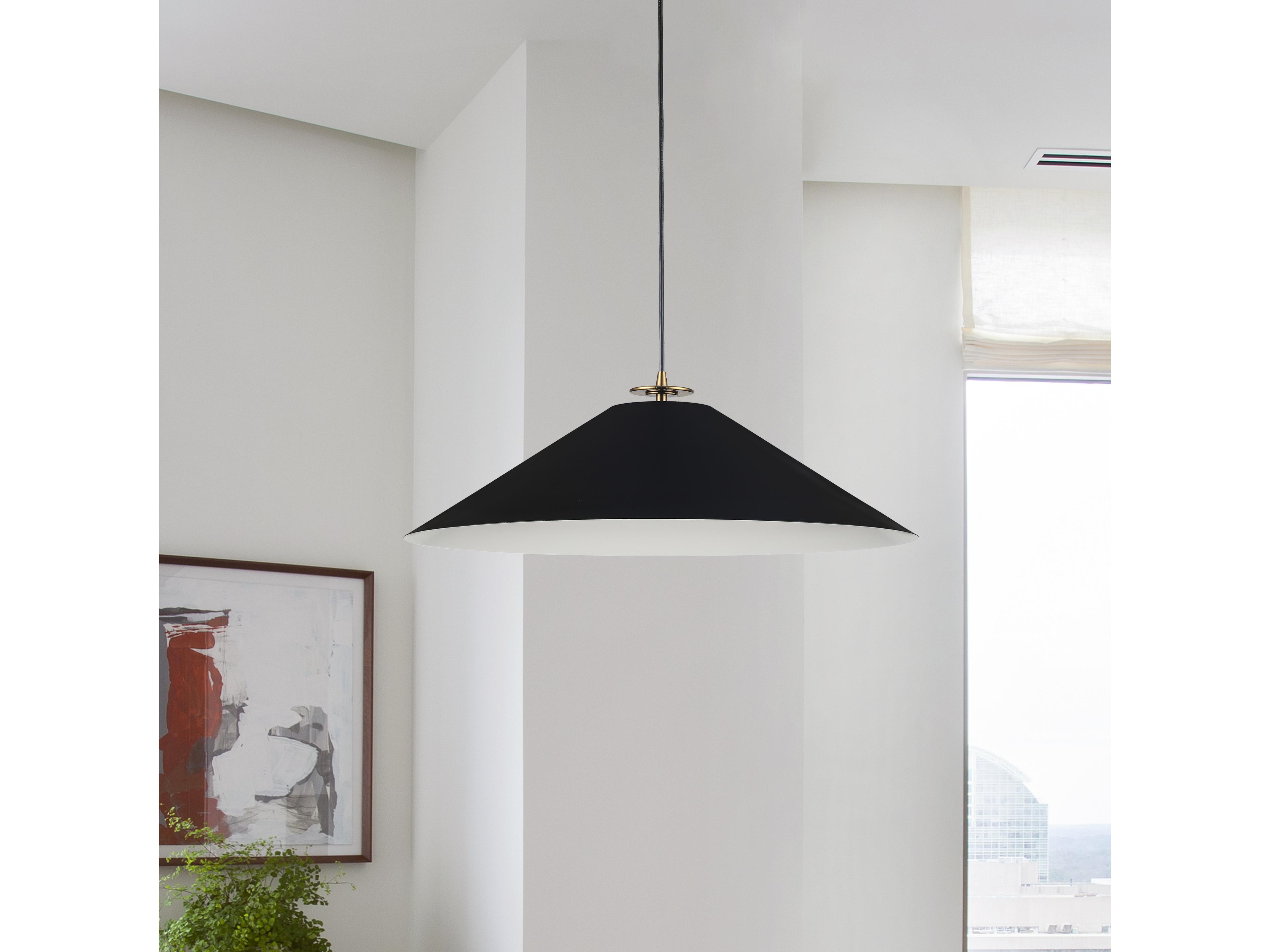 Dainolite Prudence 1-Light Matte Black Aged Brass Pendant