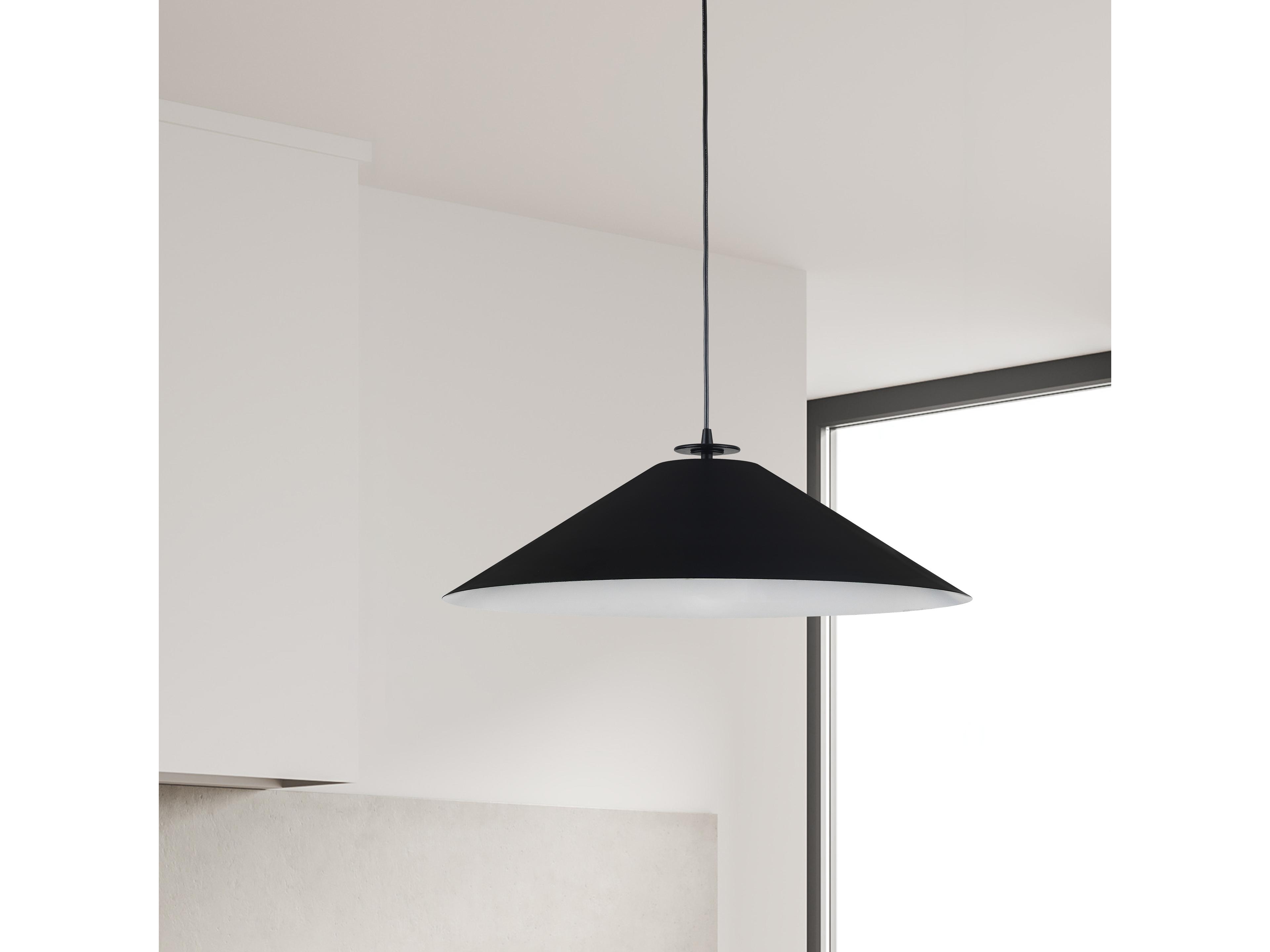 Dainolite Prudence 1-Light Matte Black White Pendant