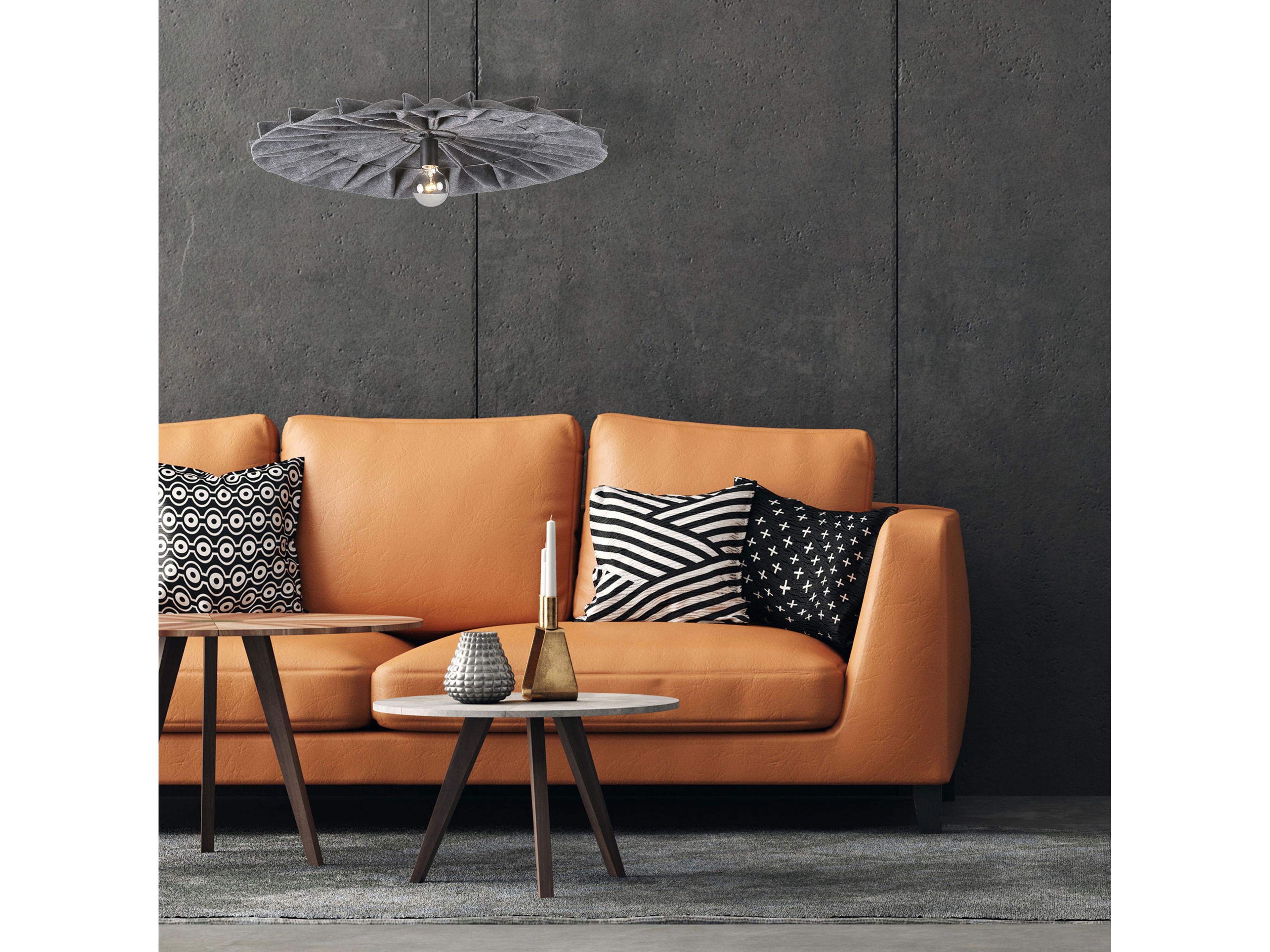 Dainolite Plegado 1-Light Grey Matte Black Round Pendant