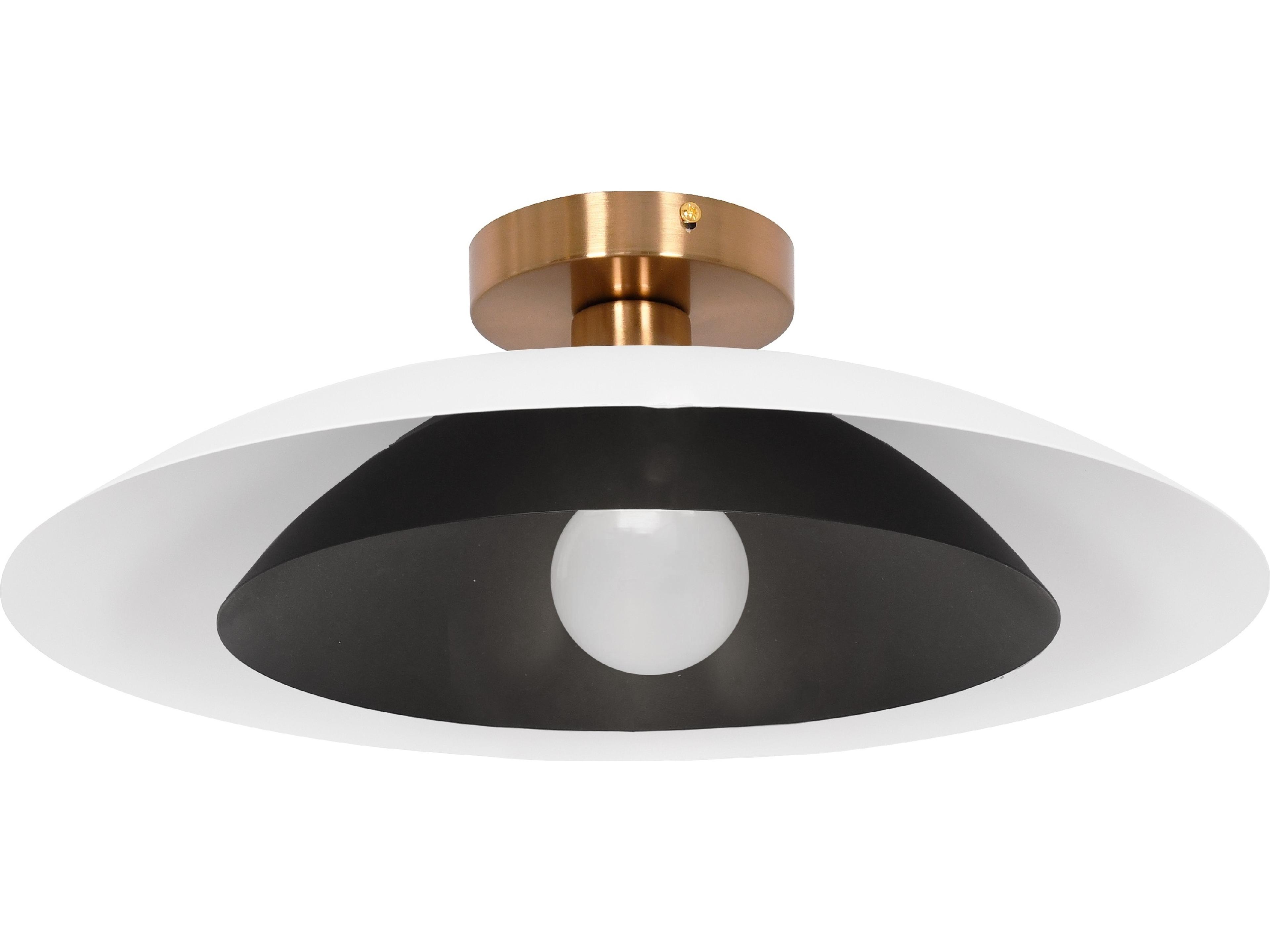 Pima 1-Light Matte White Black Dome Semi Flush Mount