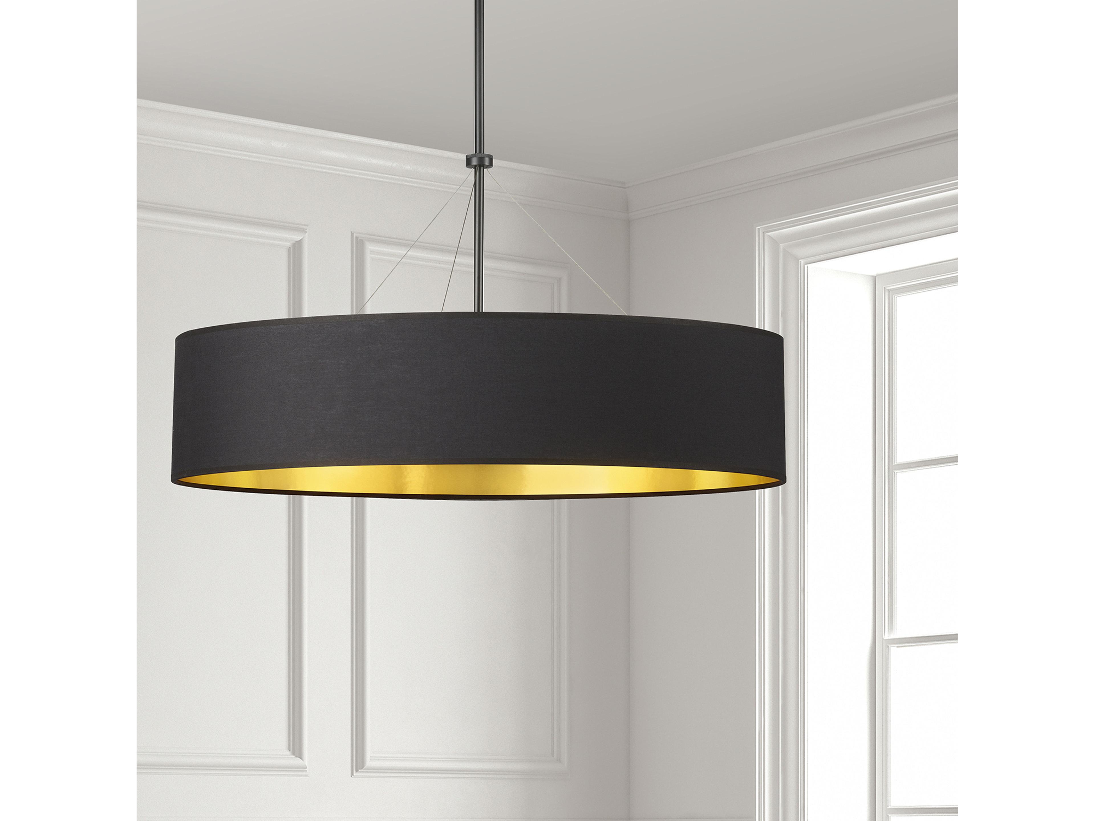 Dainolite Pallavi 4-Light Matte Black Gold Drum Pendant