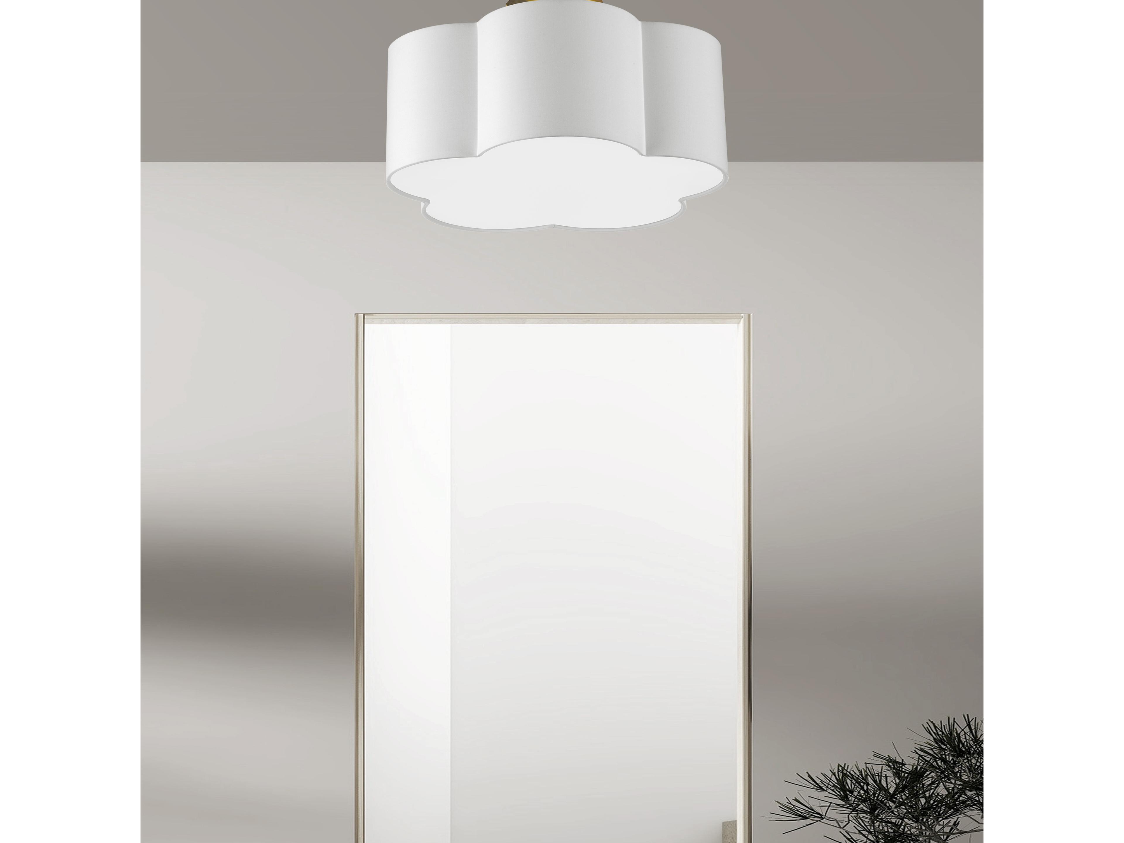 Dainolite Phlox 3-Light Aged Brass White Drum Flush Mount