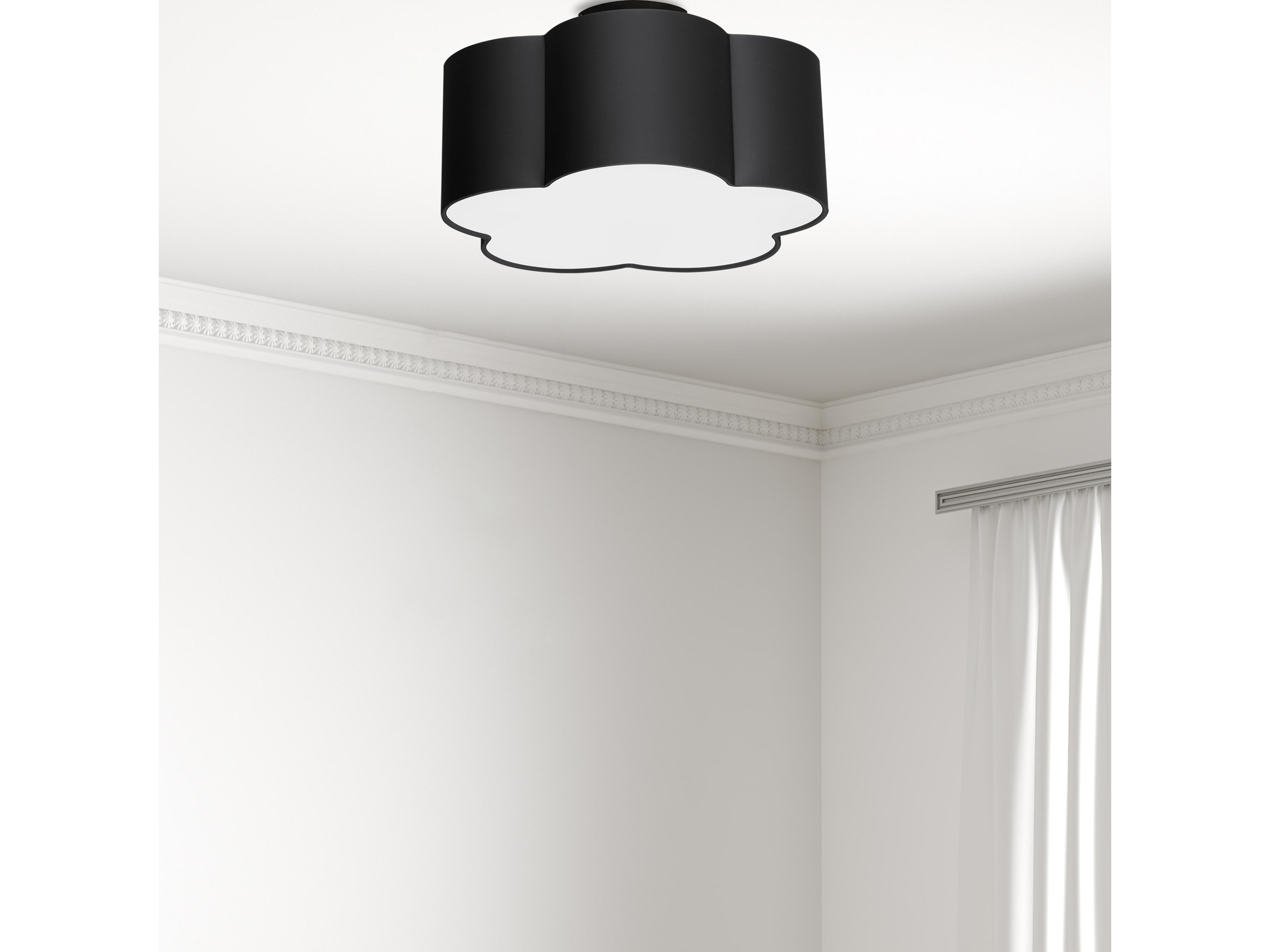 Dainolite Phlox 3-Light Matte Black Drum Flush Mount