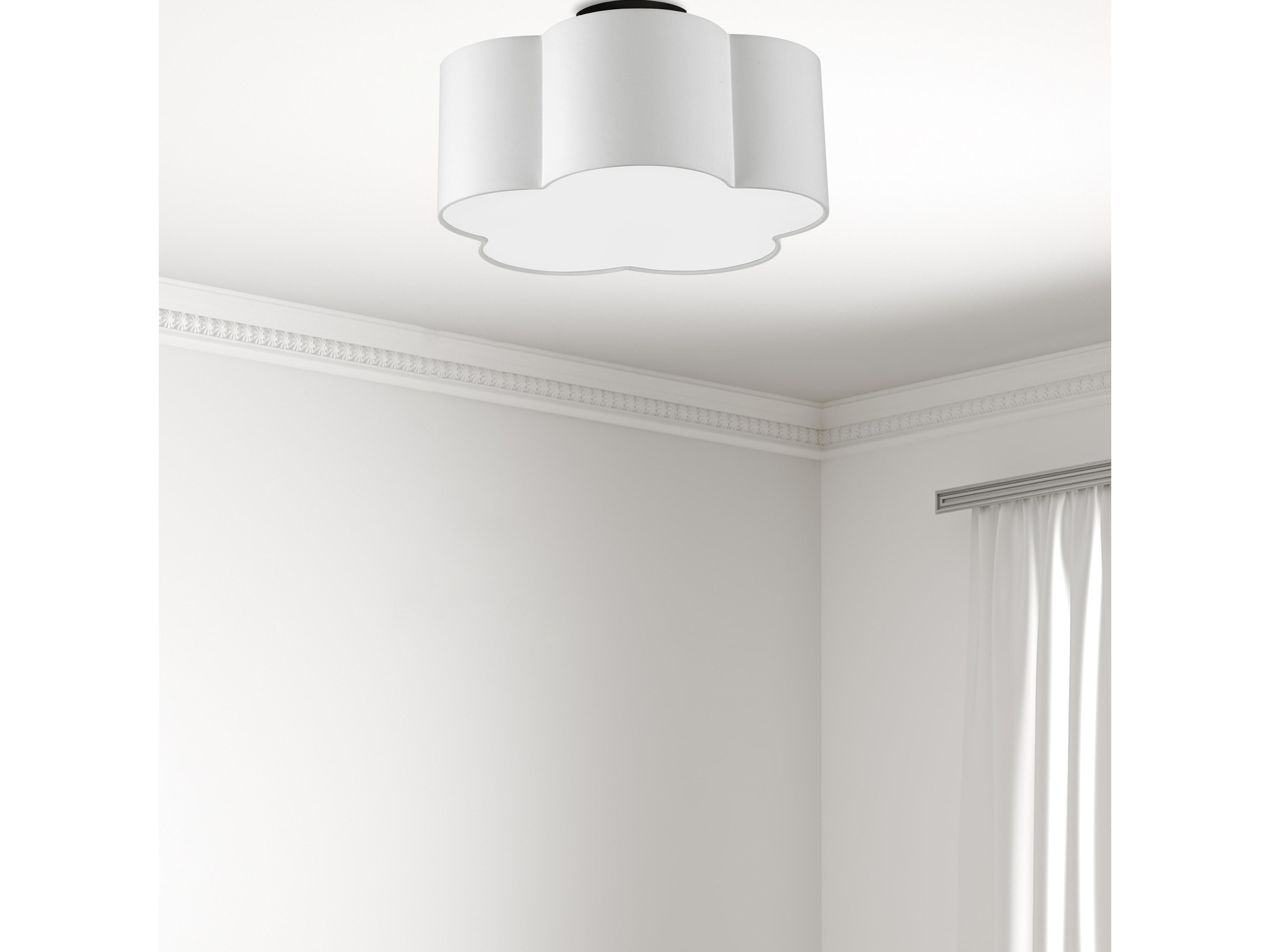 Dainolite Phlox 3-Light Matte Black White Drum Flush Mount