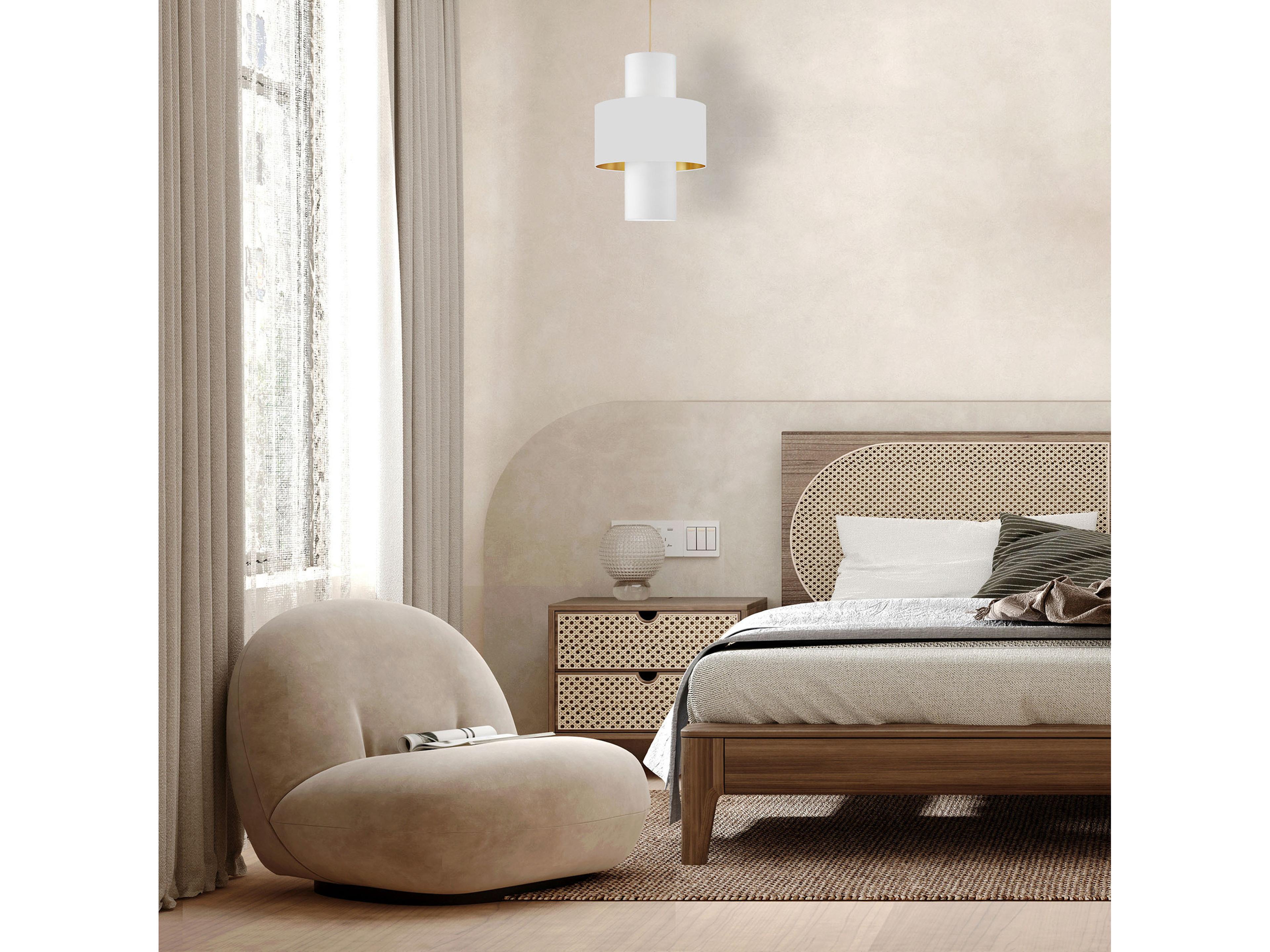 Dainolite Patrona 4-Light Aged Brass White Drum Pendant