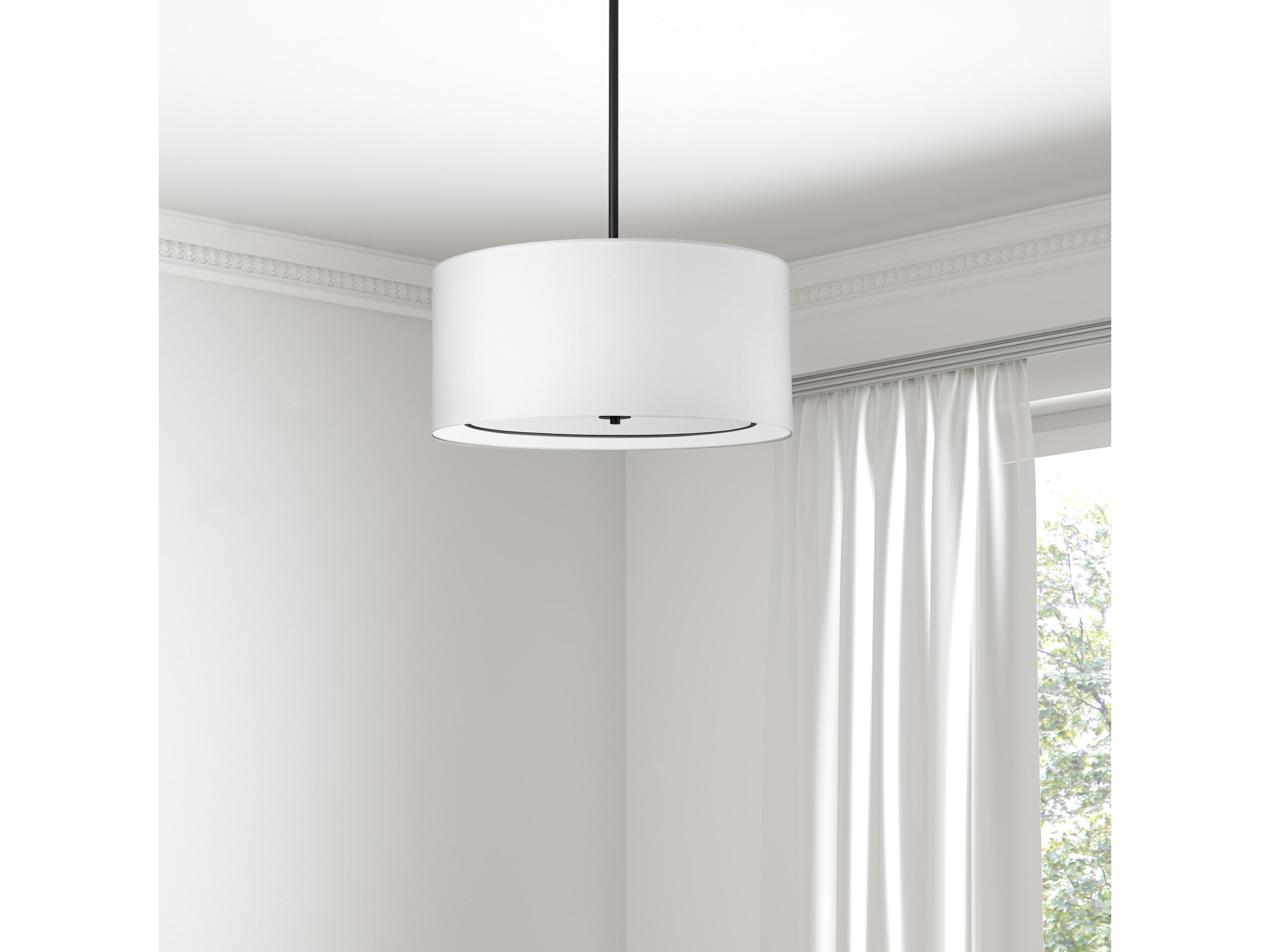Dainolite Porscha 4-Light Matte Black White Drum Pendant