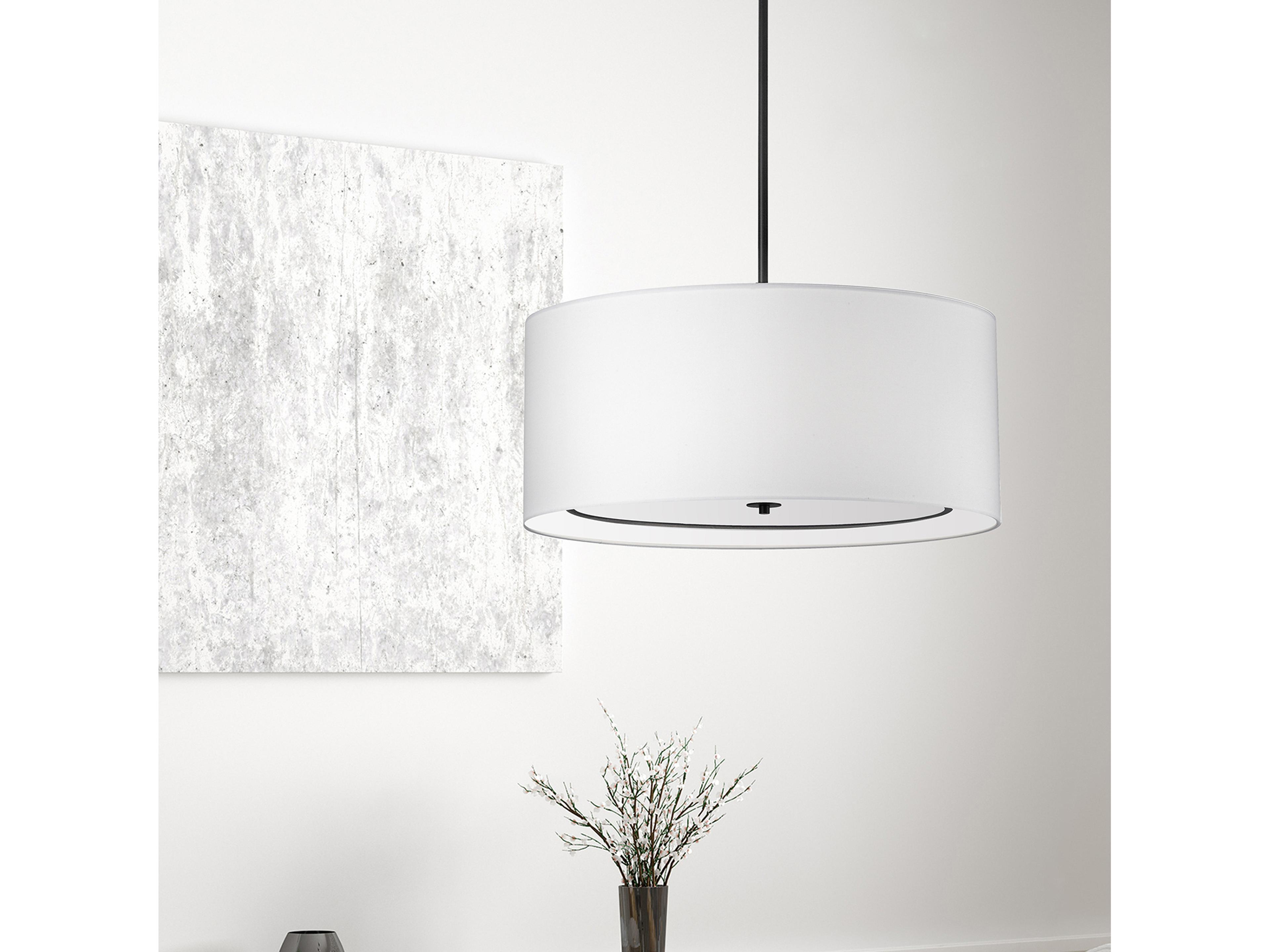Dainolite Porscha 4-Light Matte Black White Drum Pendant