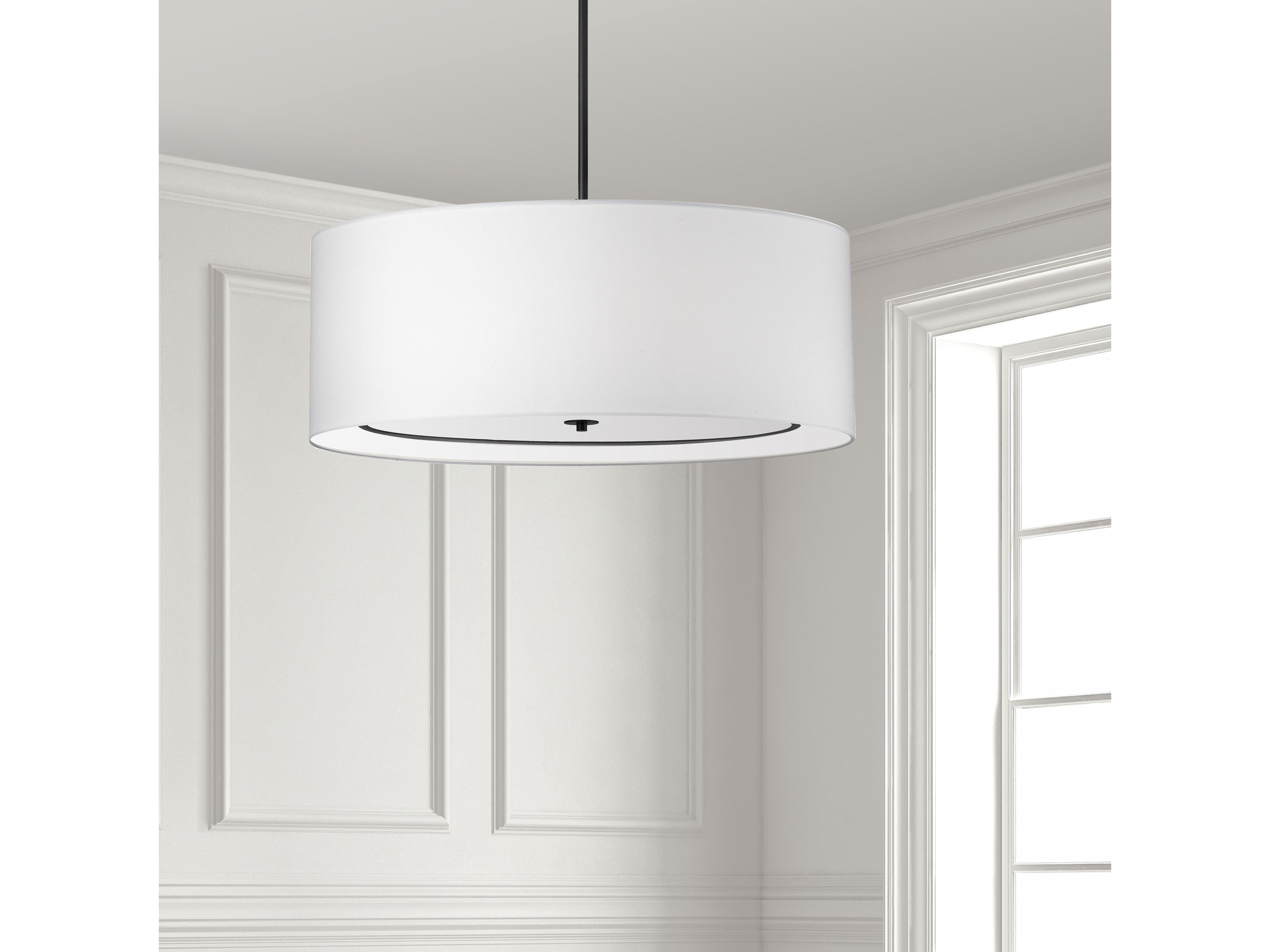 Dainolite Porscha 4-Light Matte Black White Drum Pendant