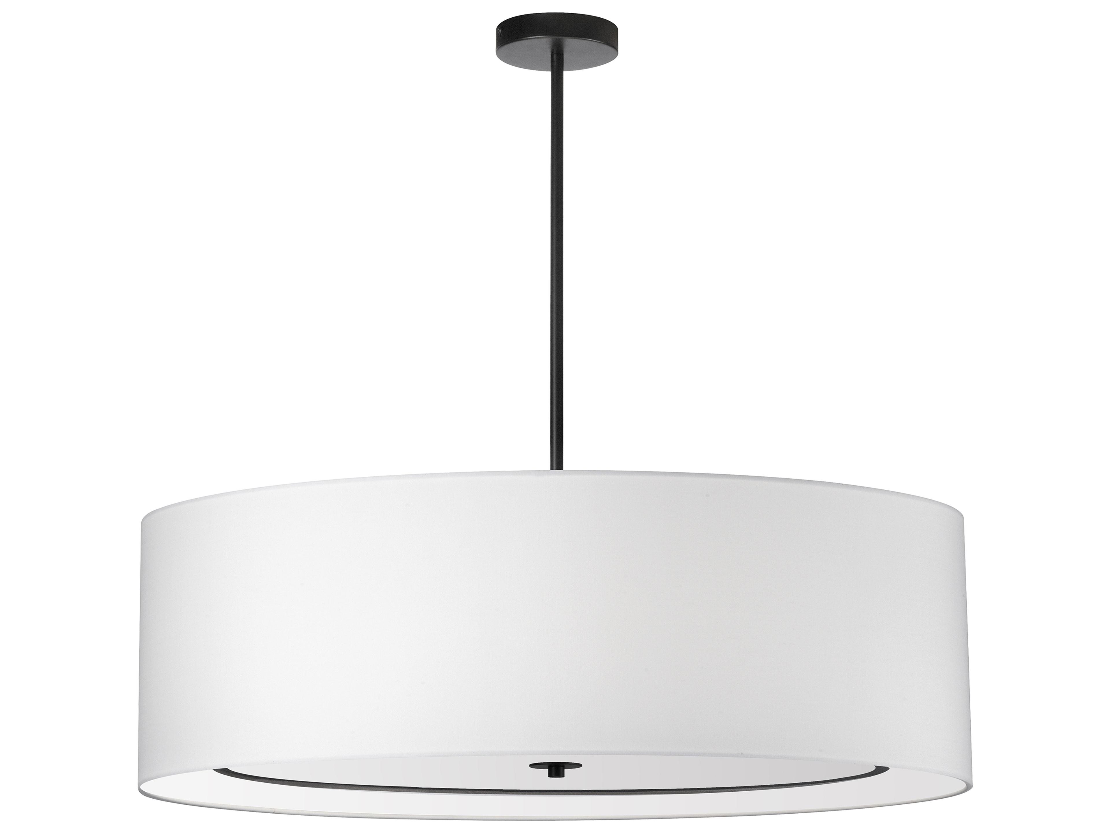 Porscha 6-Light Matte Black White Drum Pendant