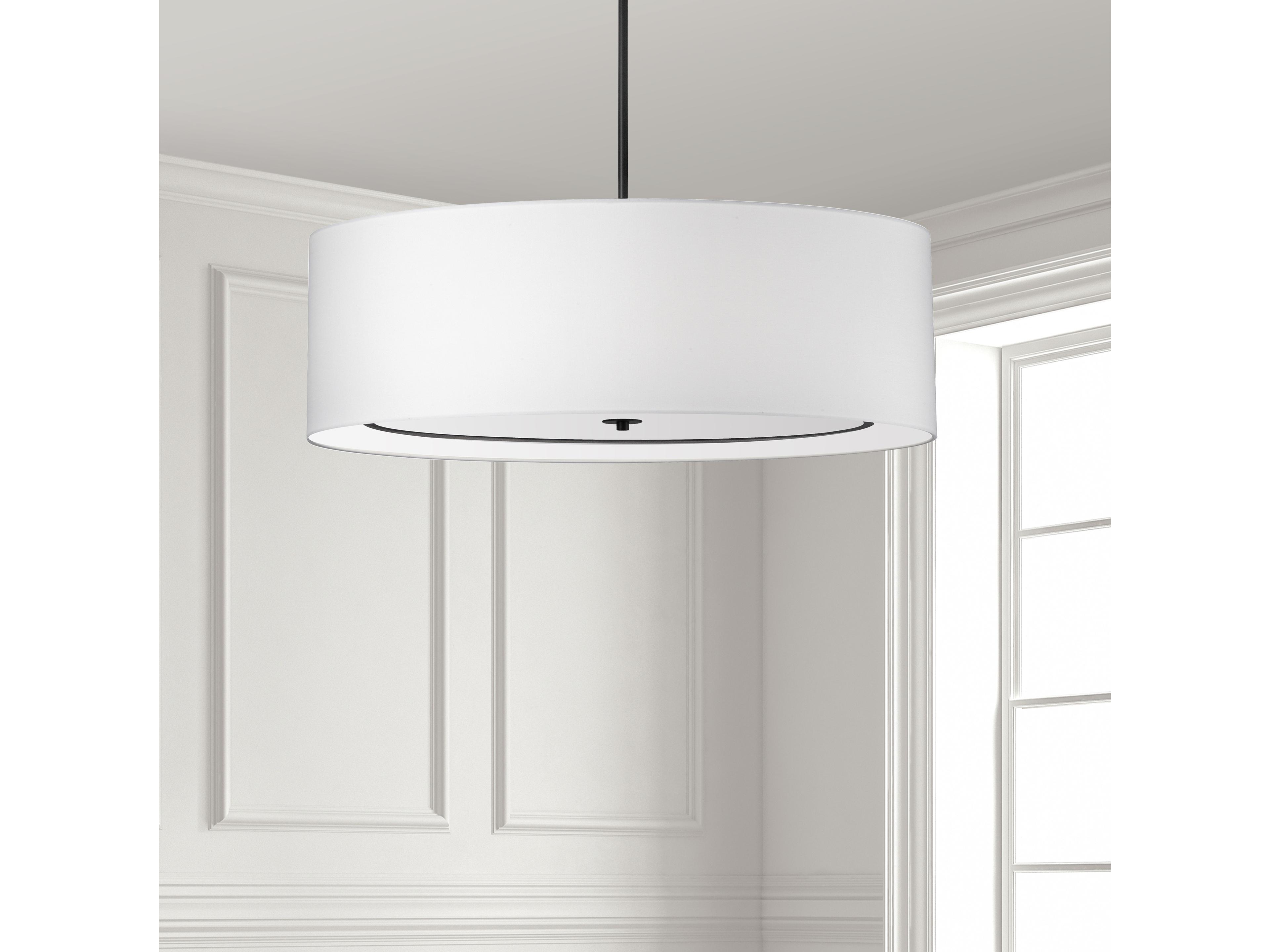 Dainolite Porscha 6-Light Matte Black White Drum Pendant