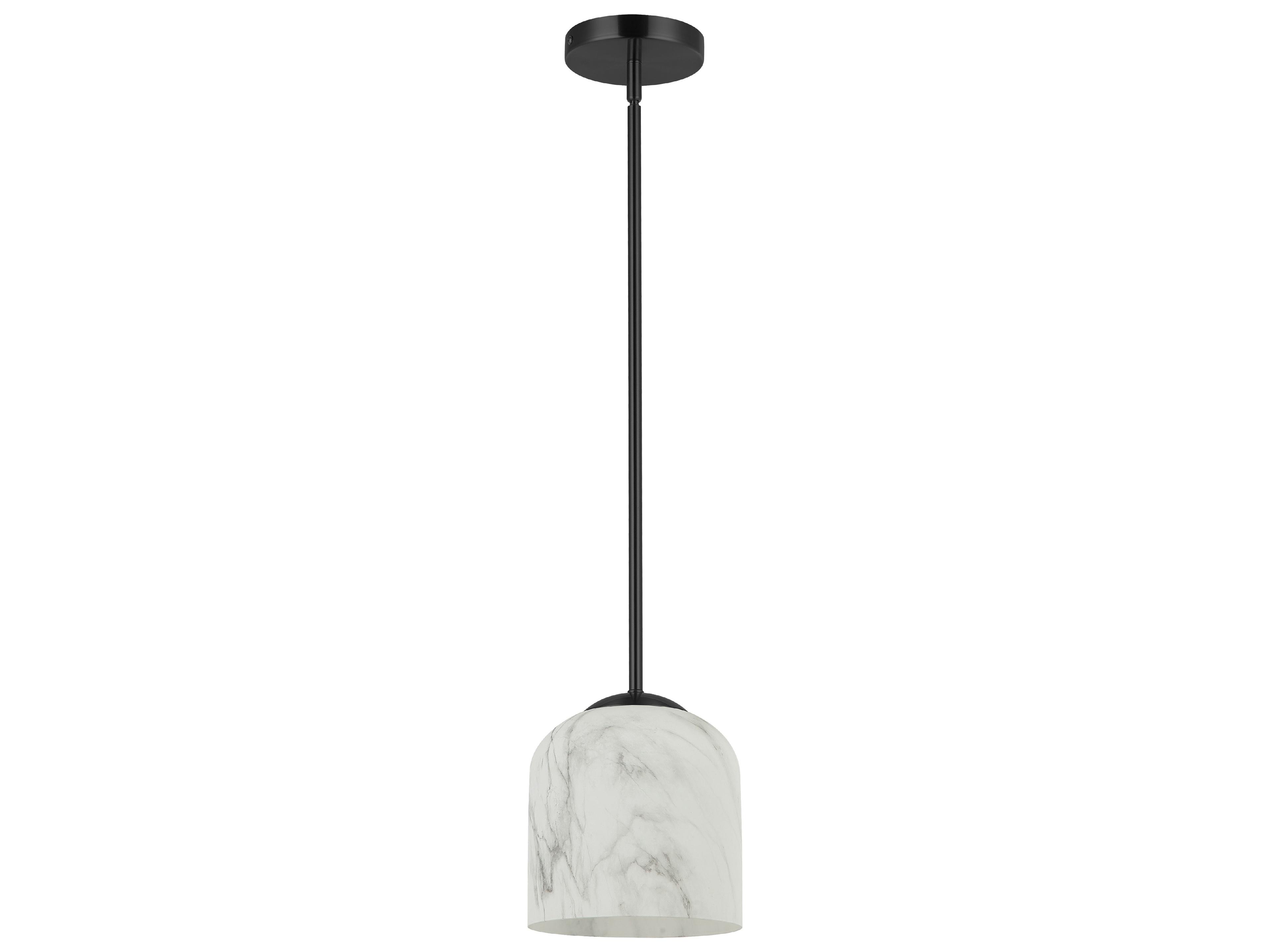 Patrice 1-Light Alabaster Matte Black Bell Mini Pendant