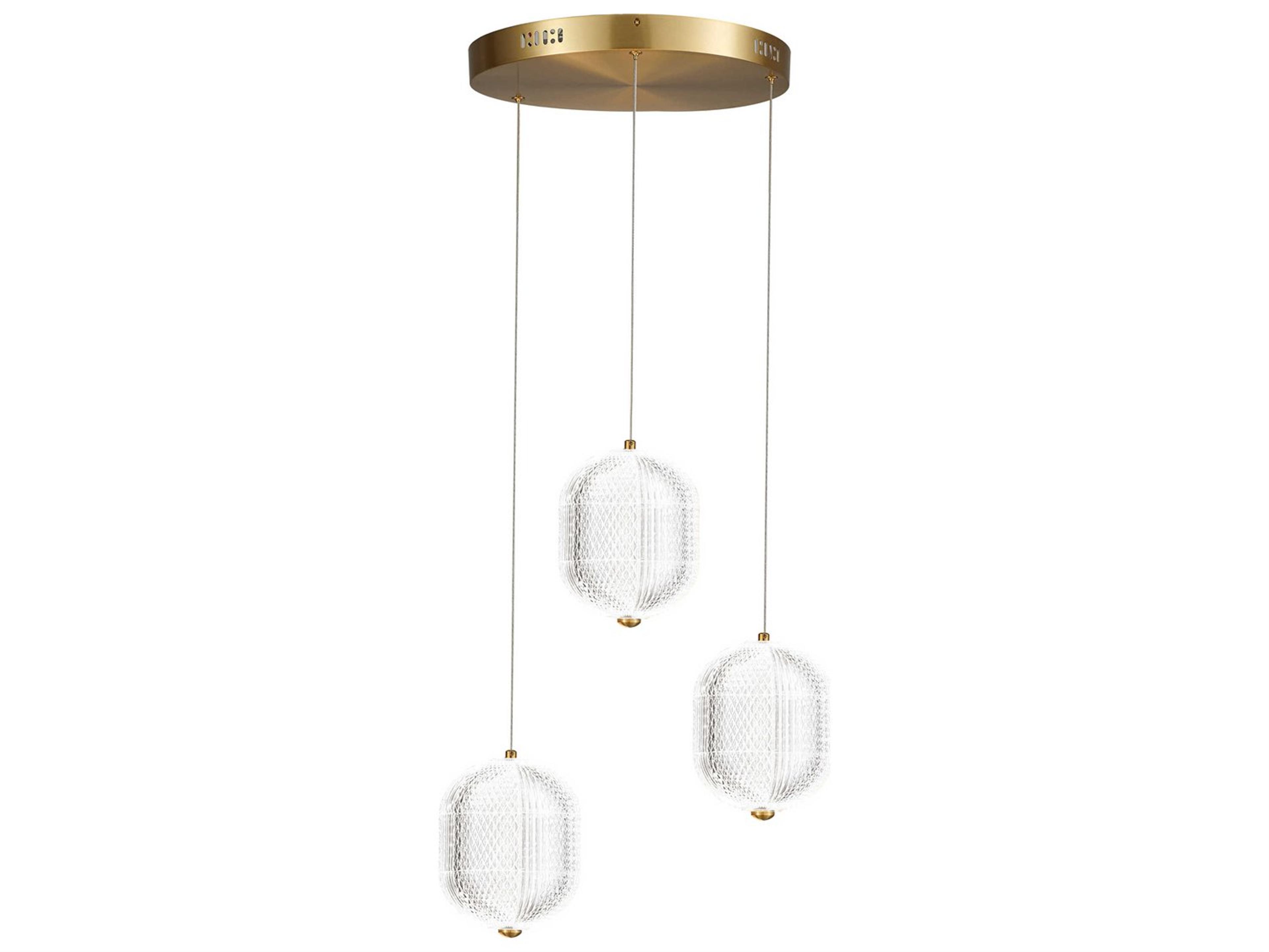 Dainolite Peri 3-Light Aged Brass Mini Pendant
