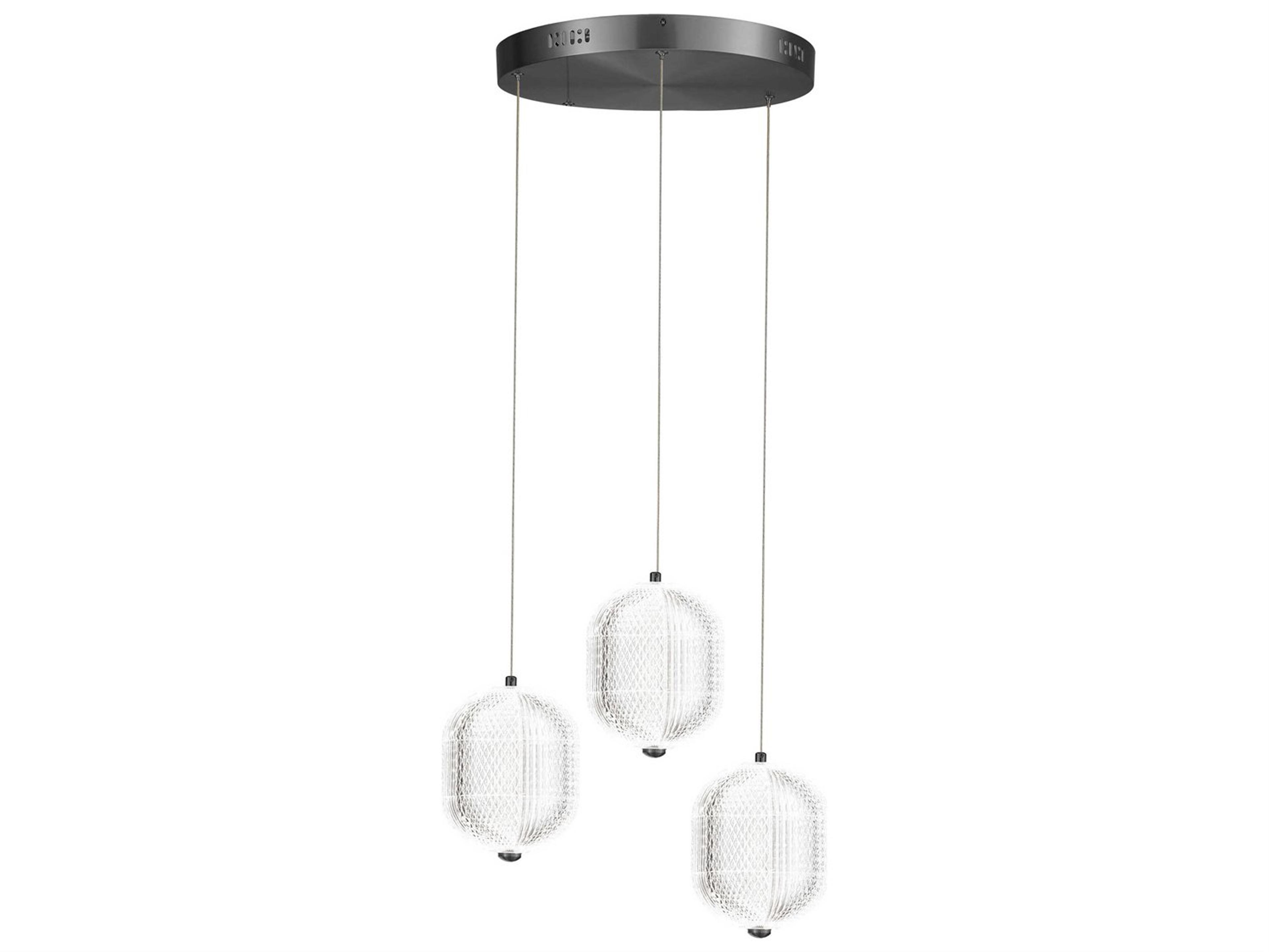 Dainolite Peri 3-Light Matte Black Mini Pendant