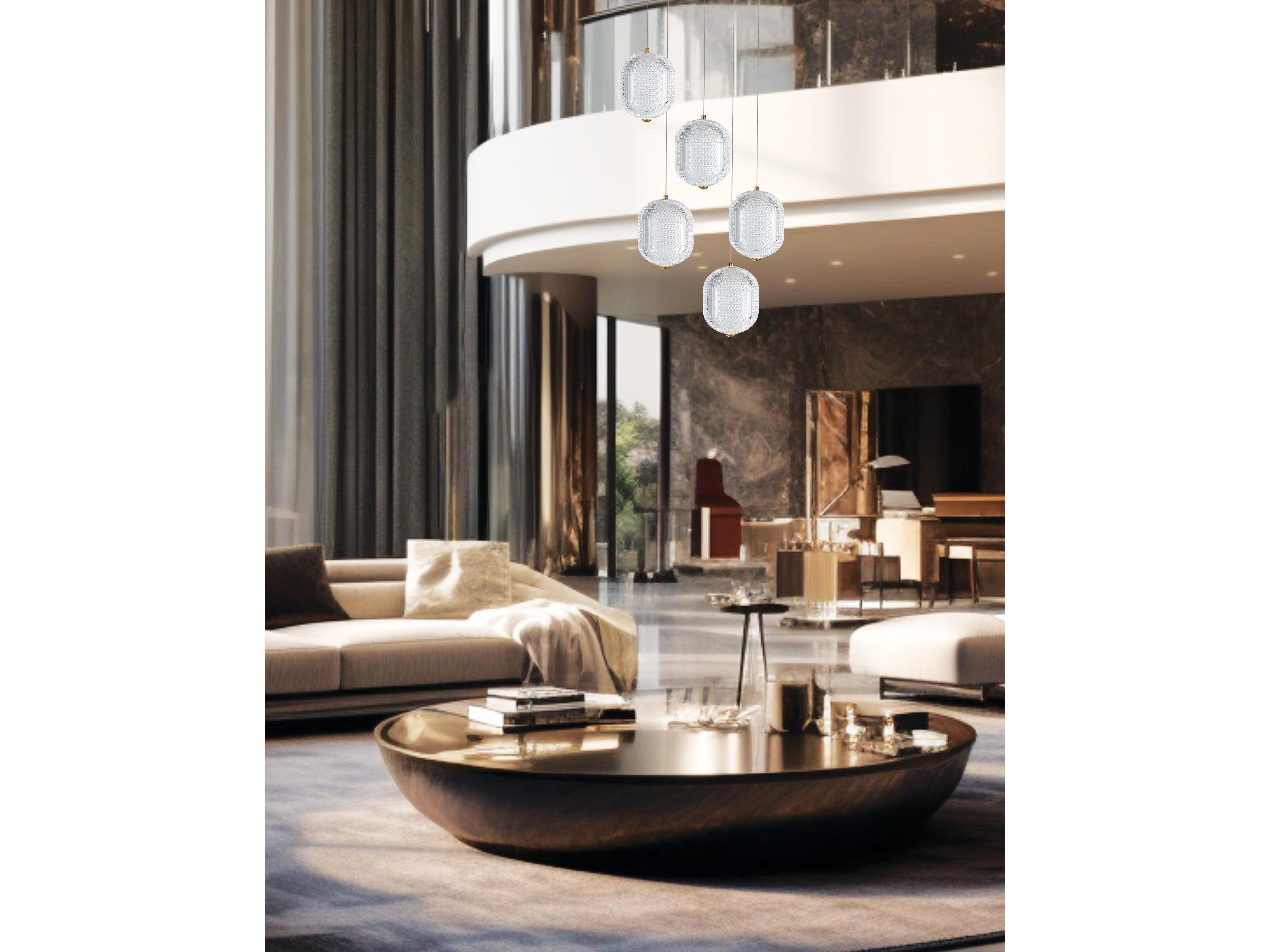 Dainolite Peri 5-Light Aged Brass Pendant