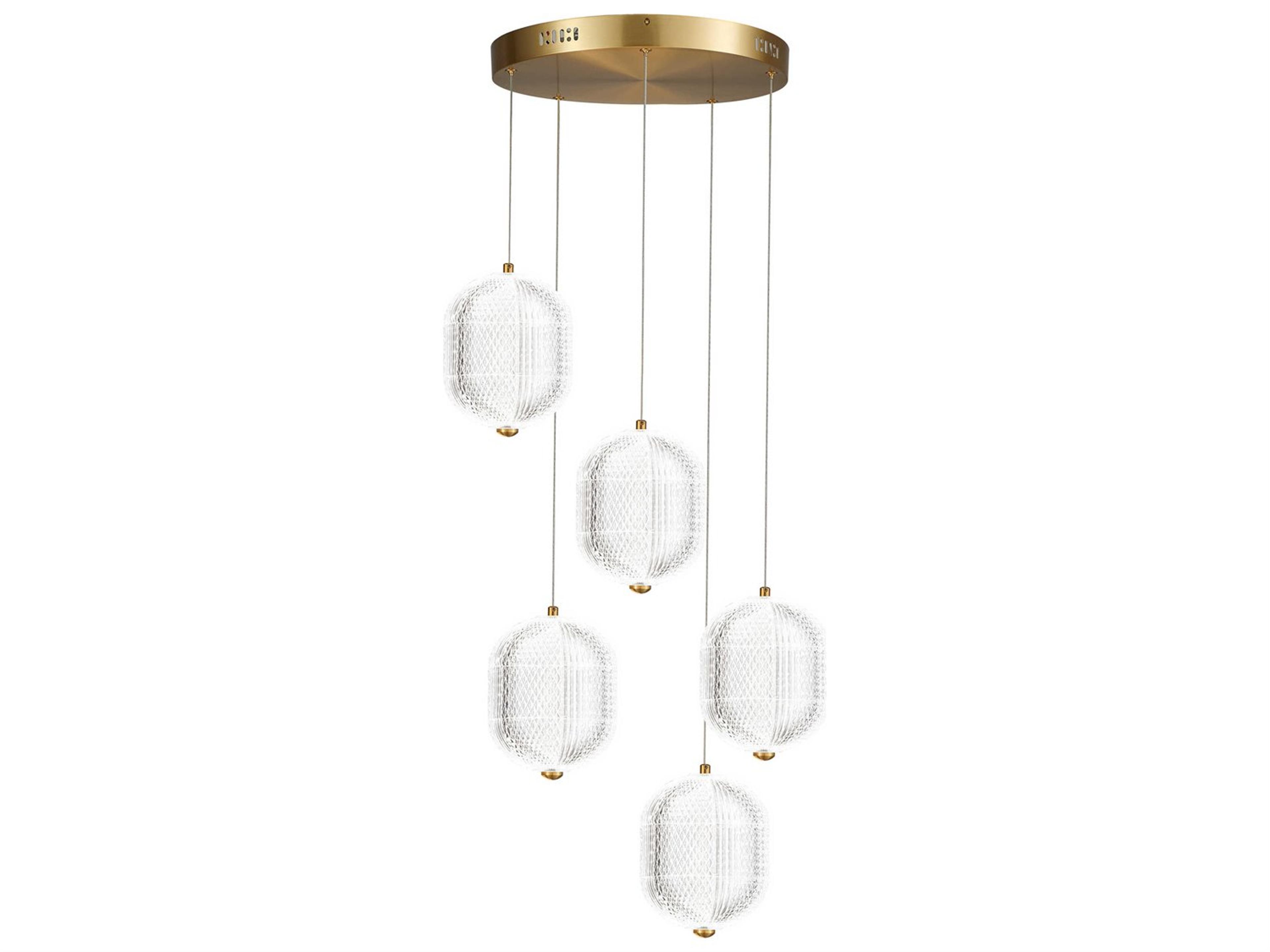 Dainolite Peri 5-Light Aged Brass Pendant
