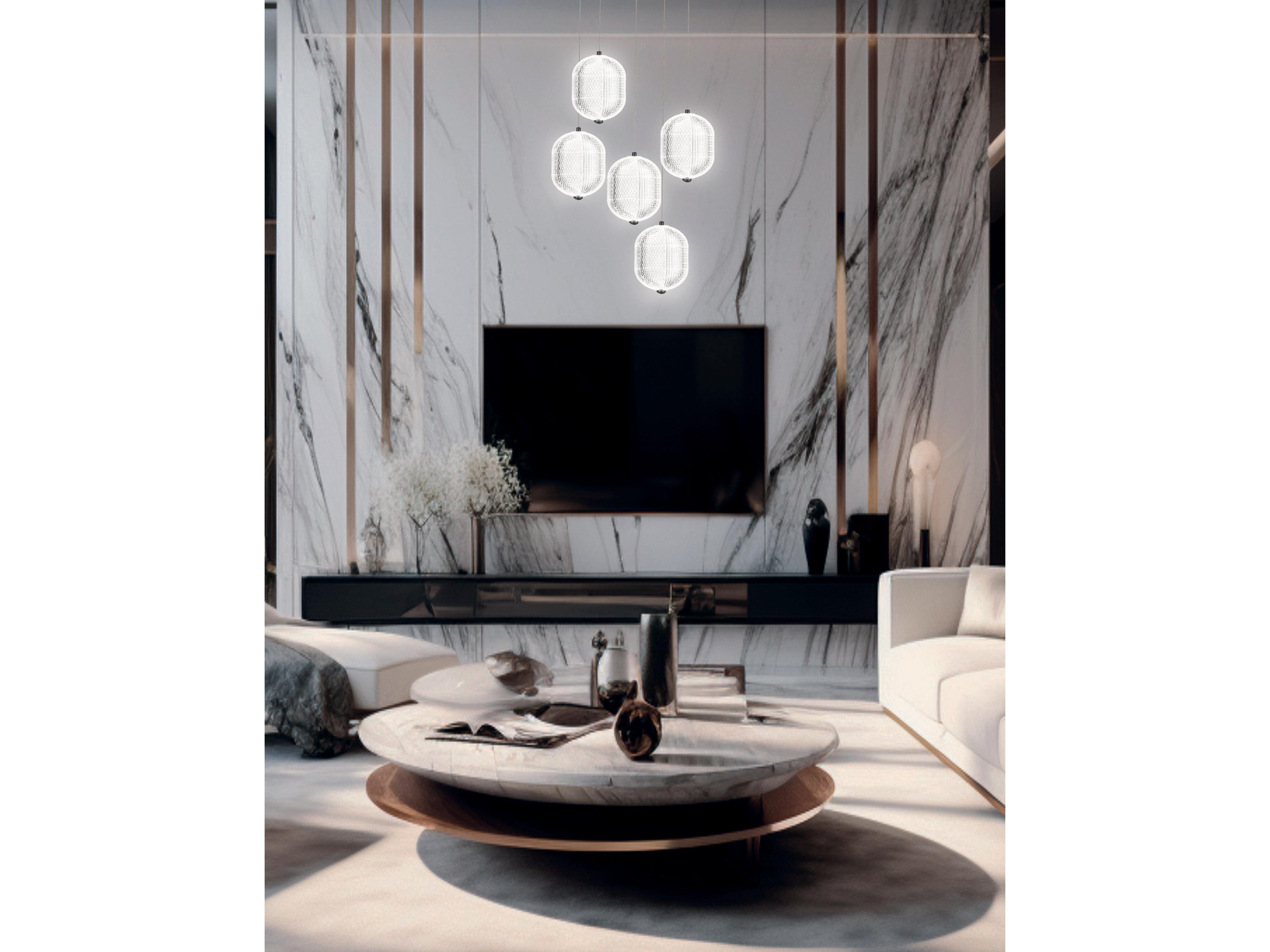 Dainolite Peri 5-Light Matte Black Pendant
