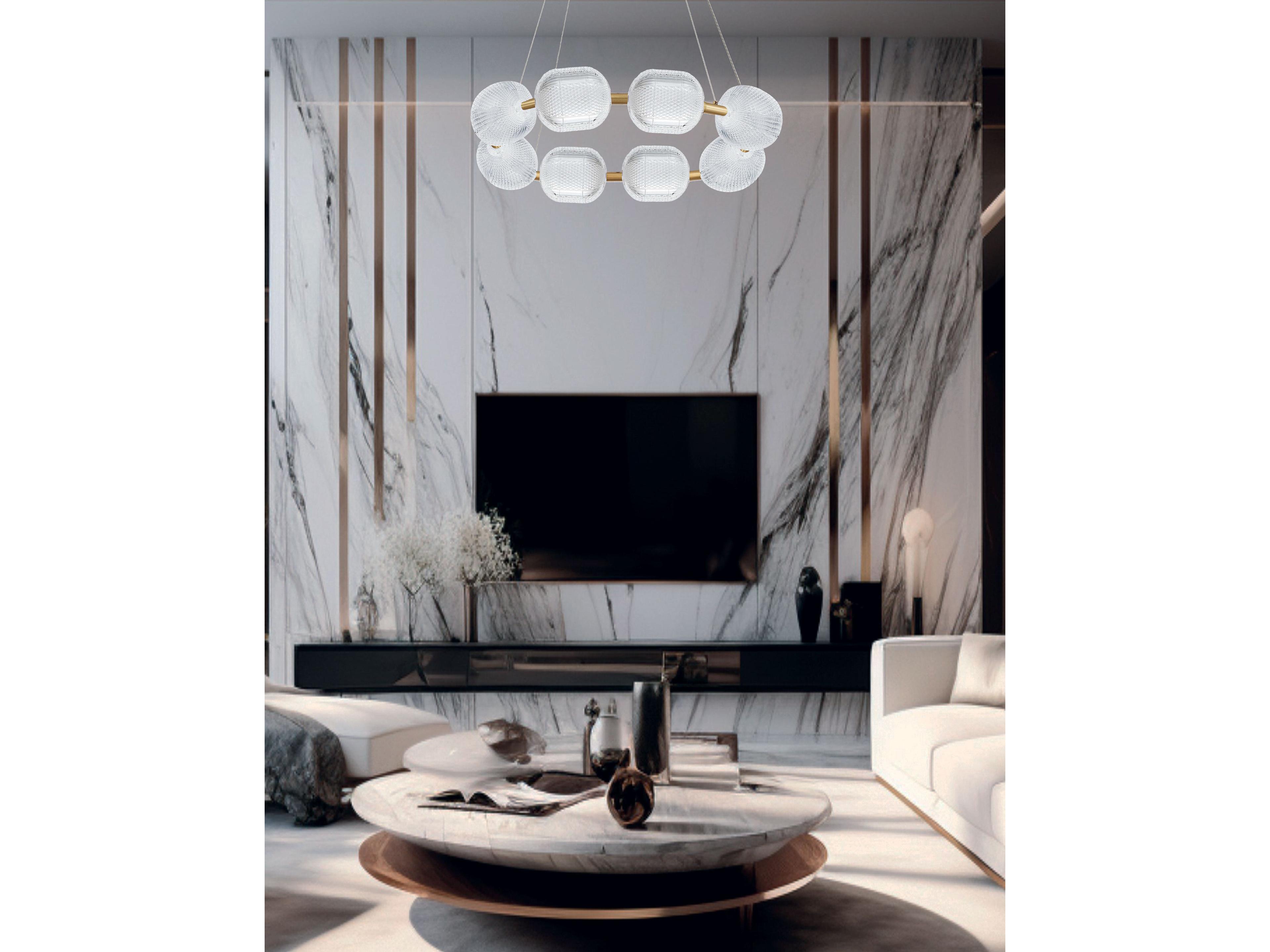 Dainolite Peri 8-Light Aged Brass Geometric Round Chandelier
