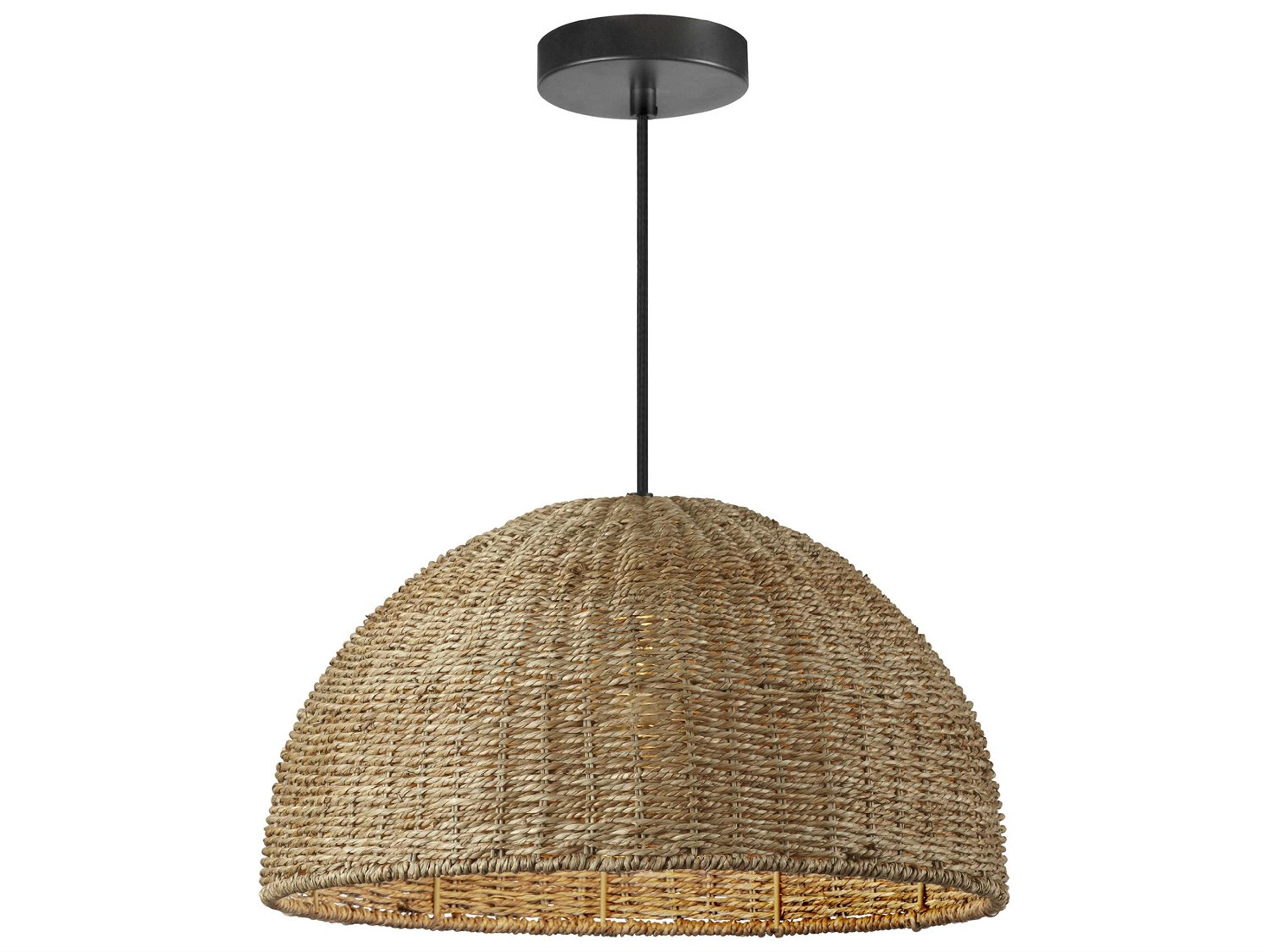 Dainolite Pourel 1-Light Natural Black Brown Dome Pendant