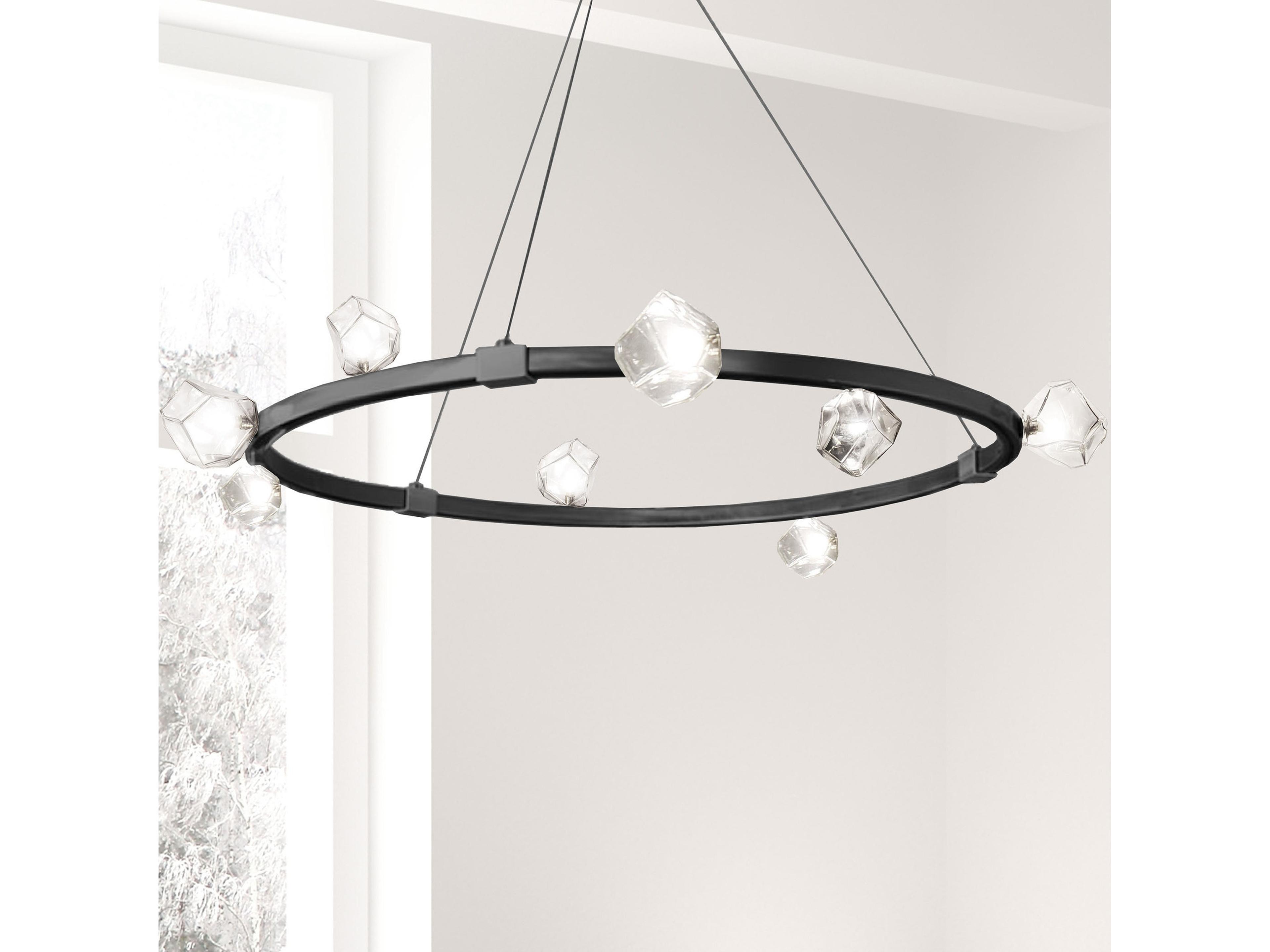 Dainolite Pearlene 12-Light Matte Black Geometric Round Chandelier