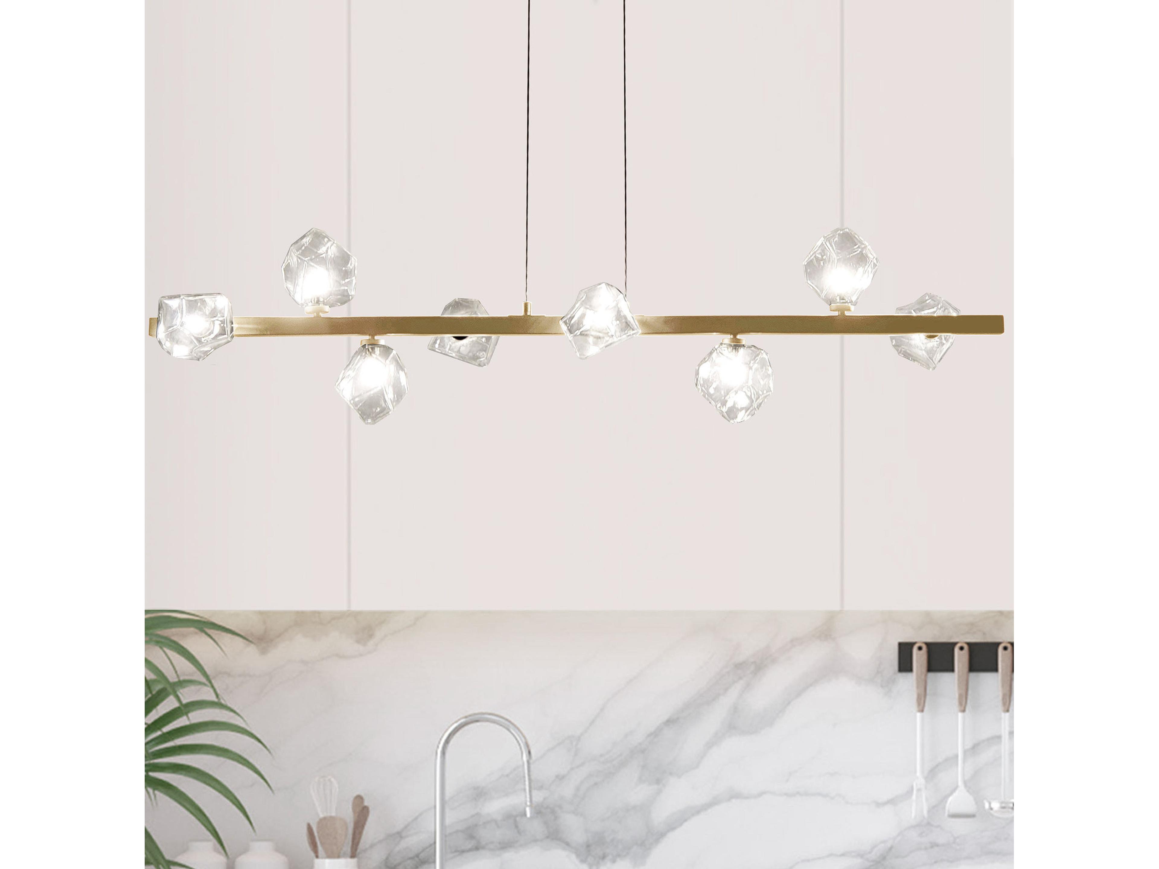 Dainolite Pearlene 8-Light Aged Brass Geometric Island Pendant