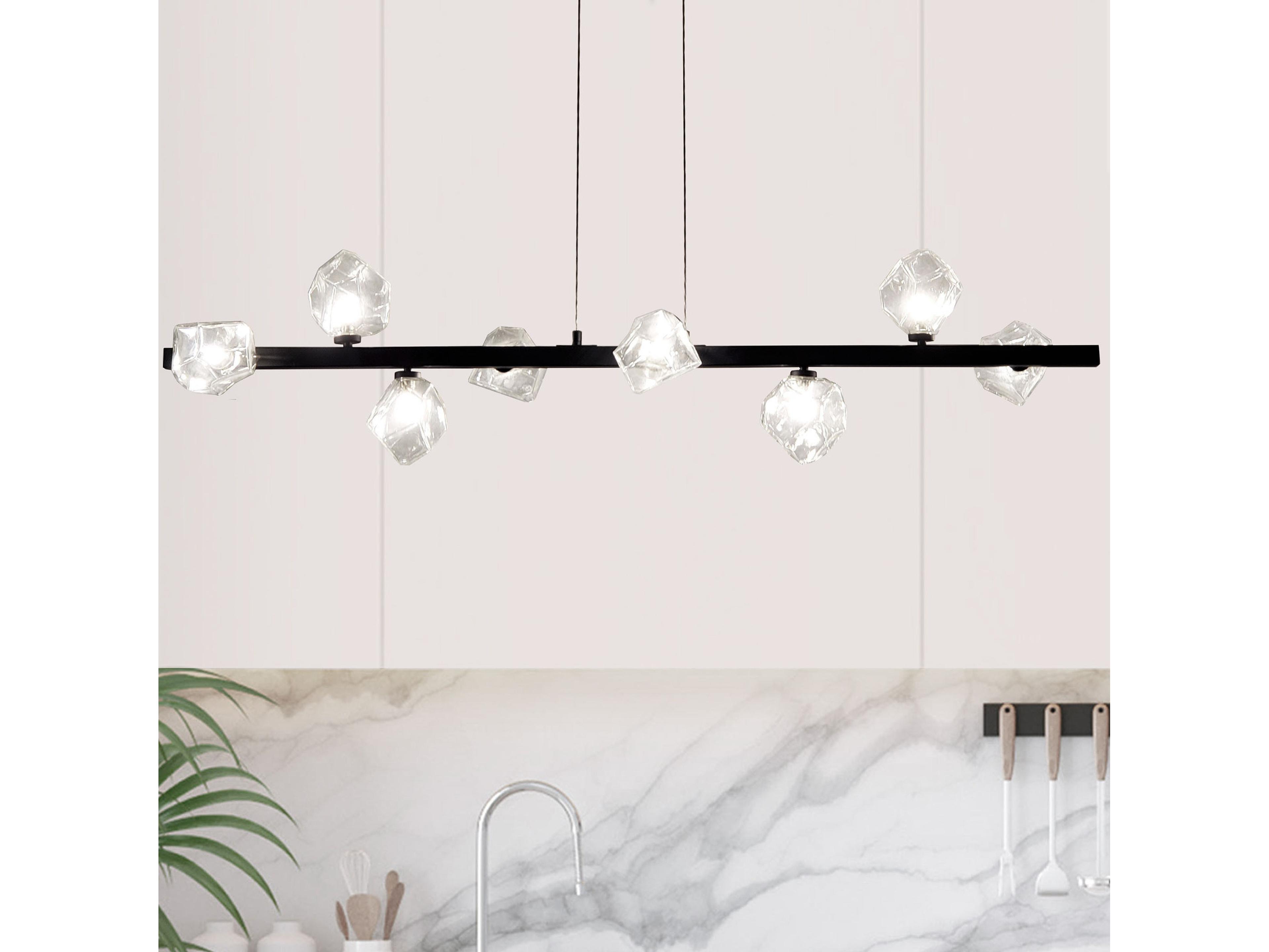 Dainolite Pearlene 8-Light Matte Black Geometric Island Pendant