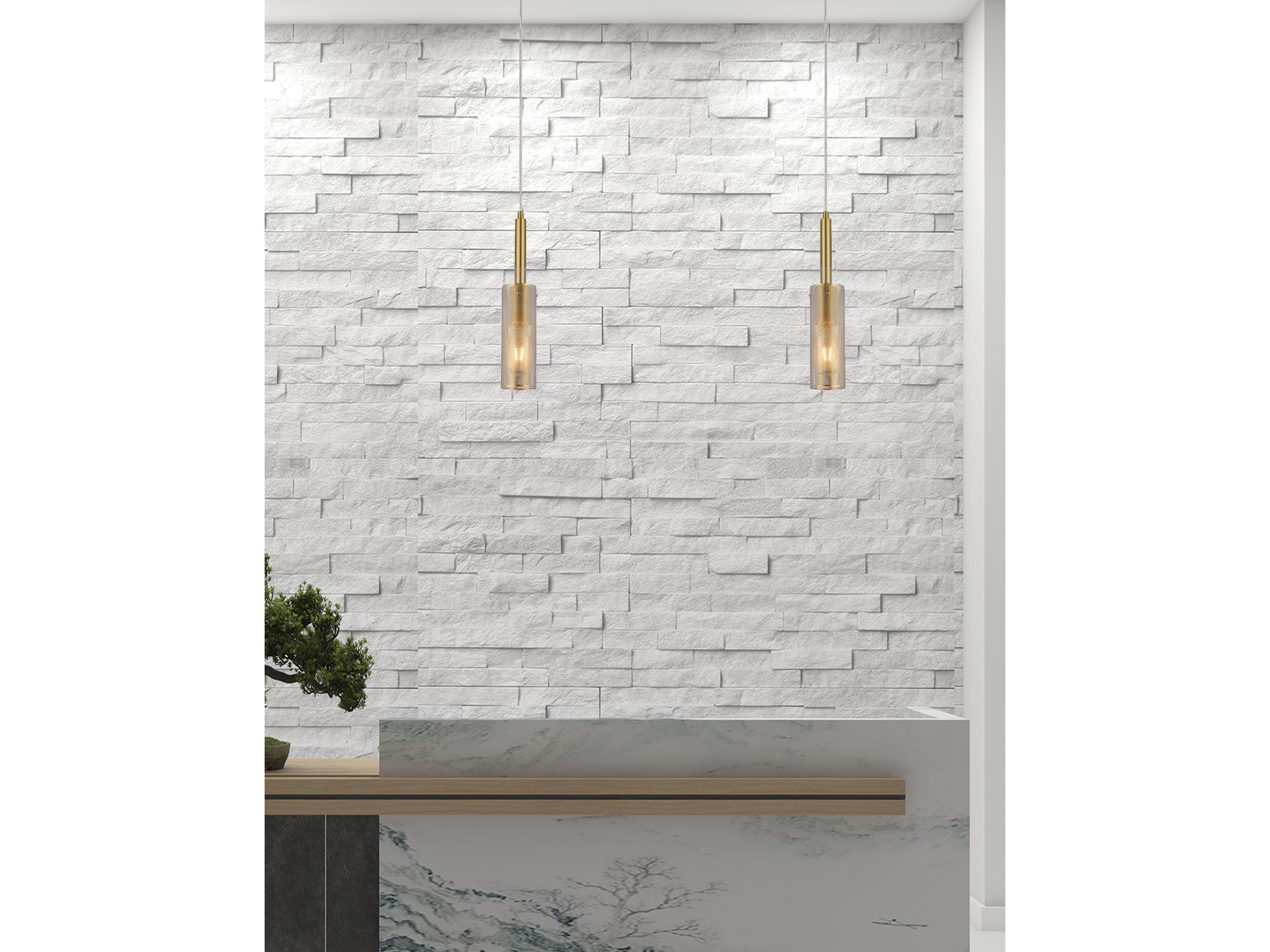 Dainolite Percy 1-Light Aged Brass Cylinder Mini Pendant