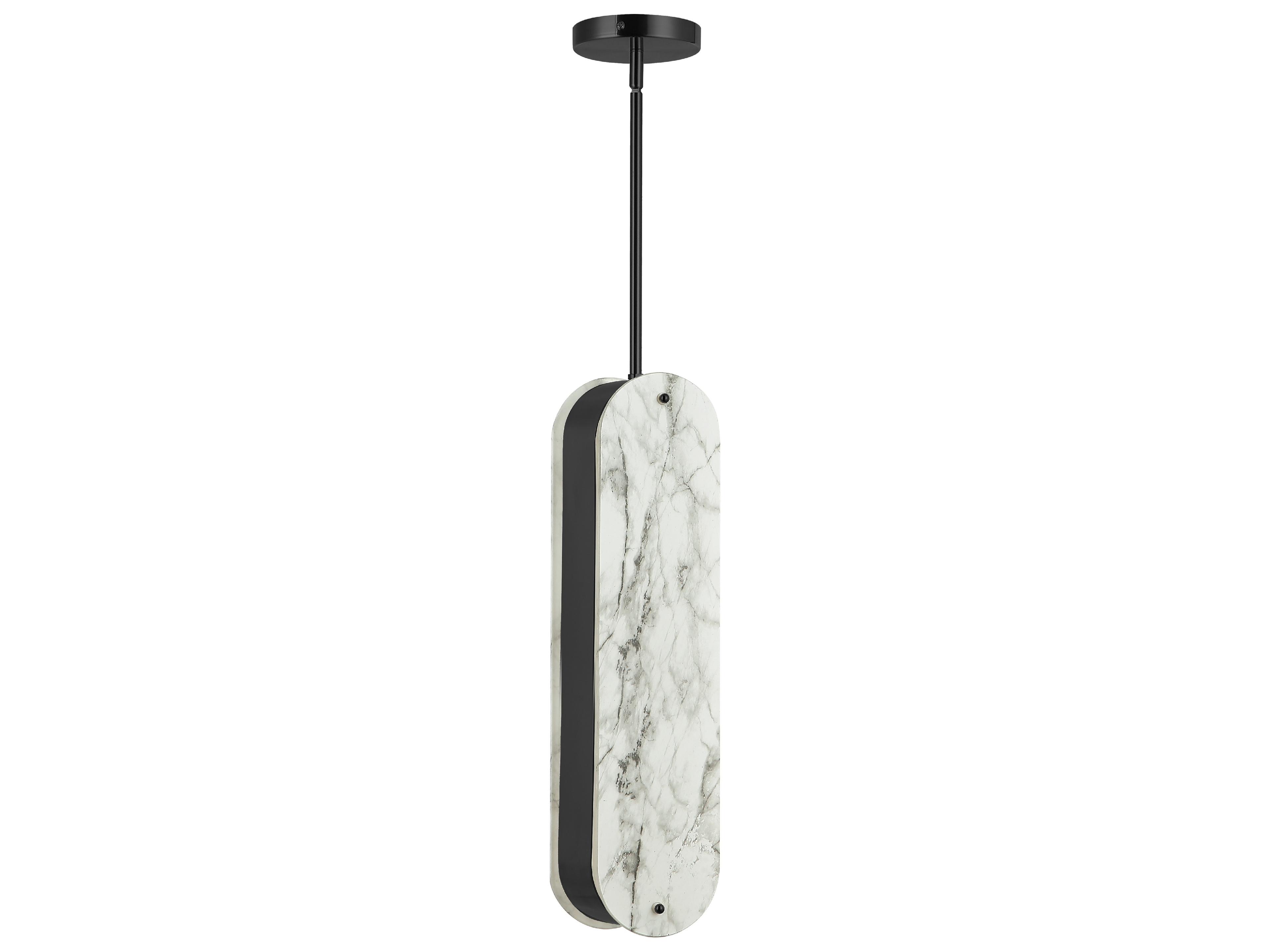 Pascal 1-Light Alabaster Matte Black Cylinder Mini Pendant