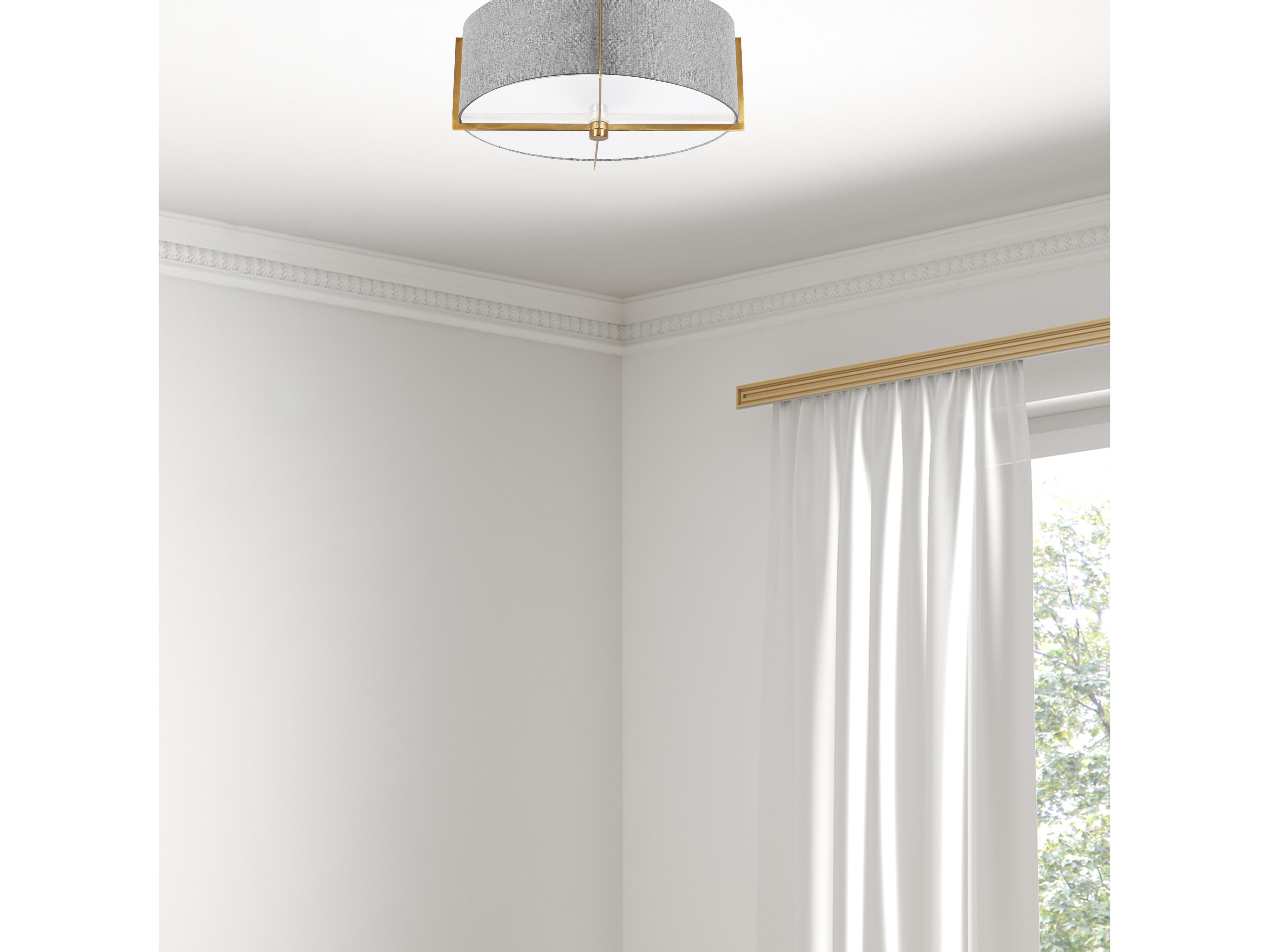 Dainolite Preston 3-Light Grey Aged Brass Drum Semi Flush Mount