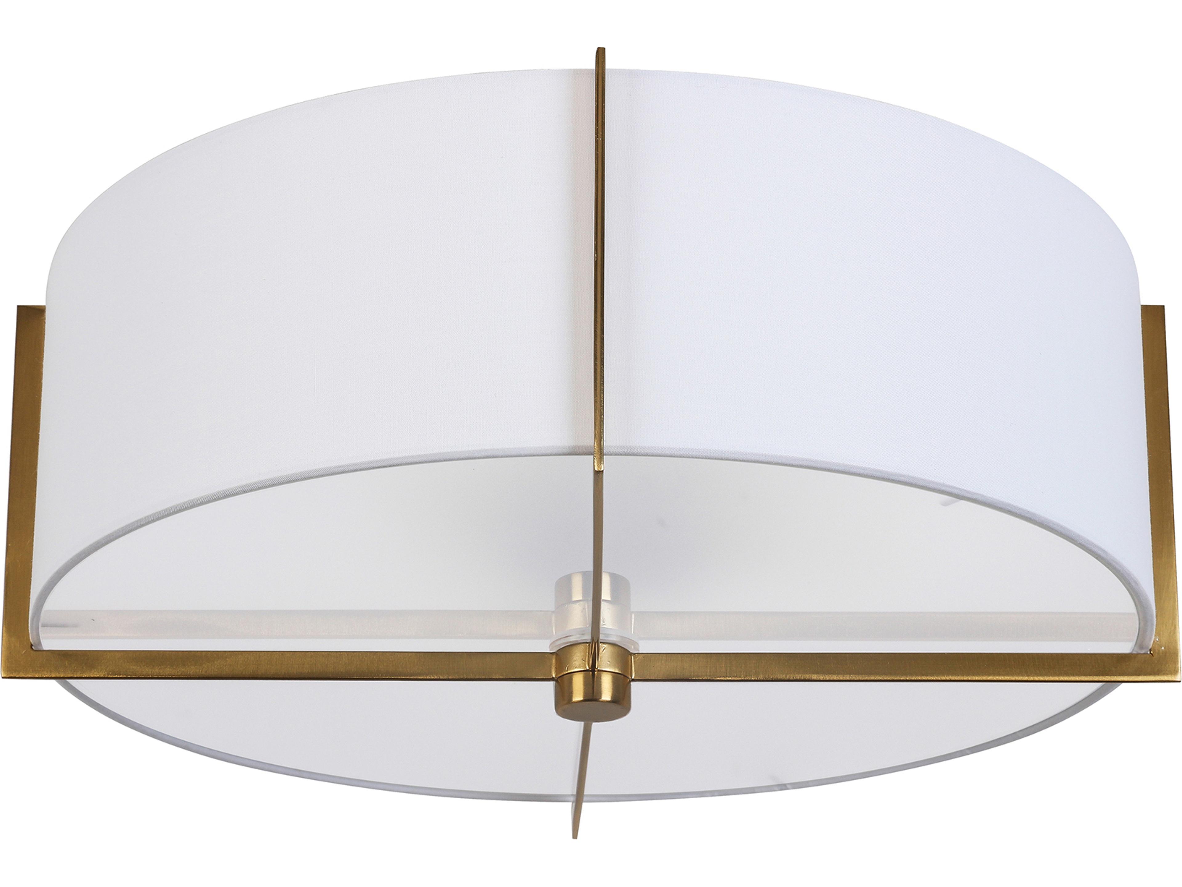 Preston 3-Light Aged Brass White Drum Semi Flush Mount