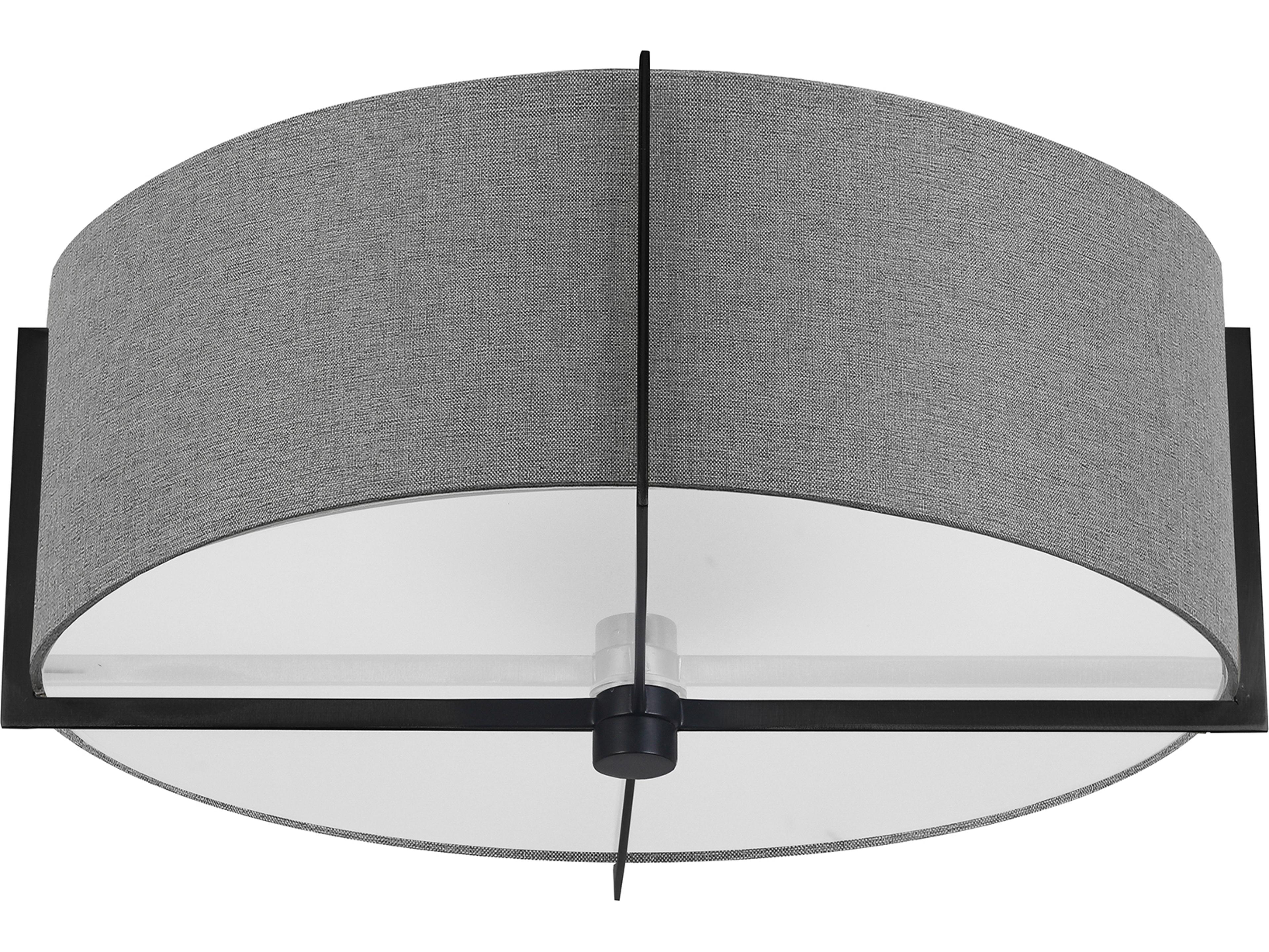 Preston 3-Light Grey Matte Black Drum Semi Flush Mount