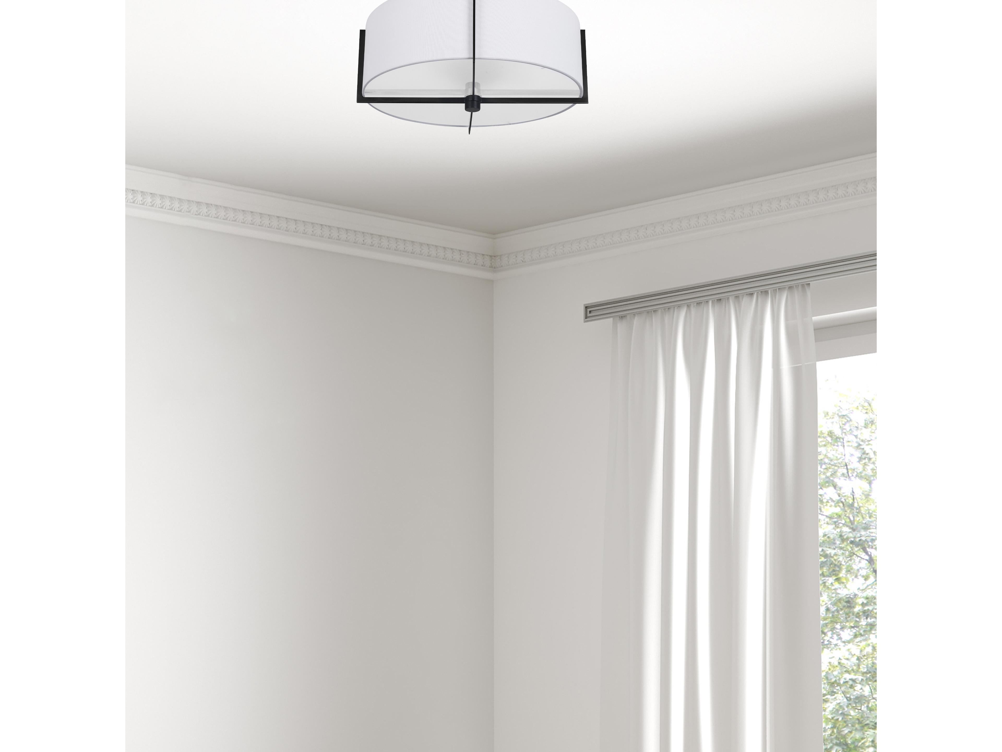 Dainolite Preston 3-Light Matte Black White Drum Semi Flush Mount