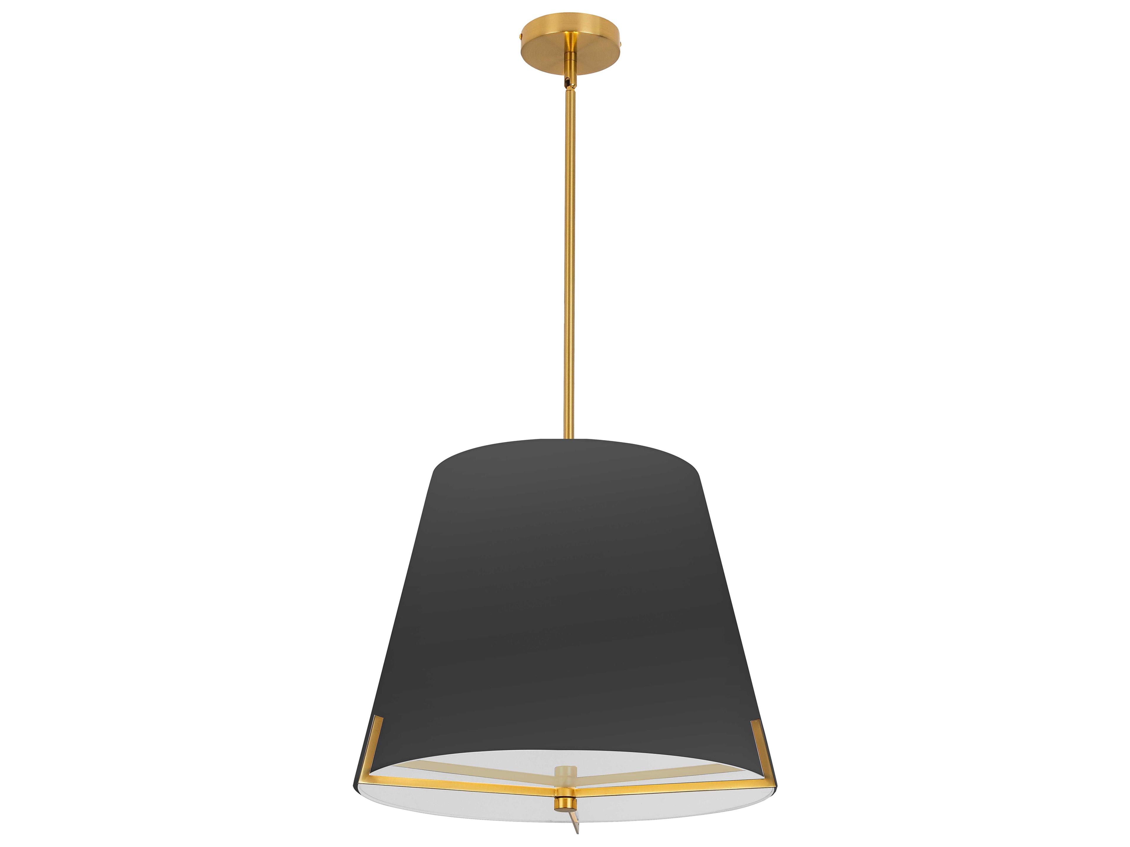 Preston 4-Light Black Aged Brass Drum Pendant