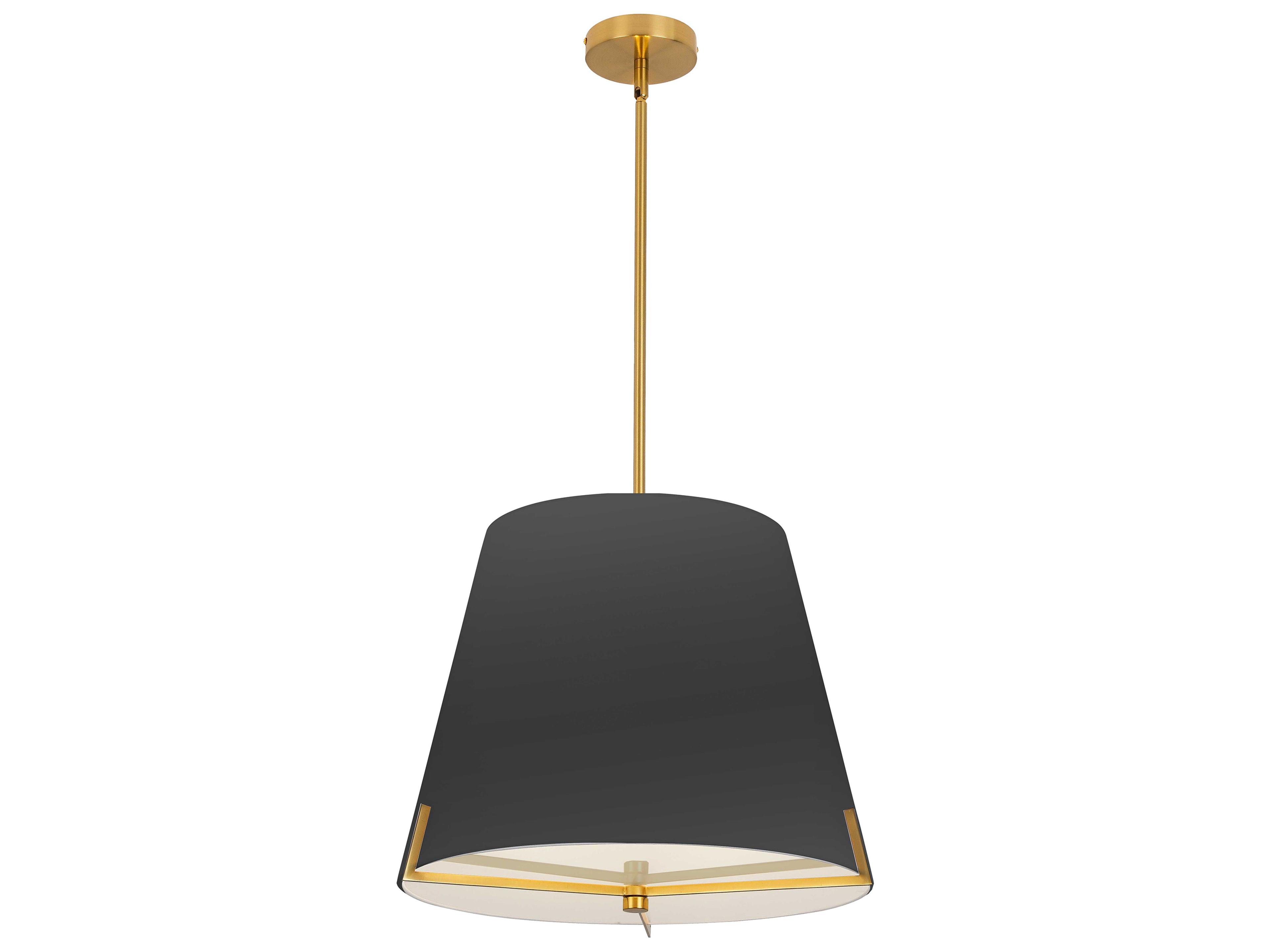 Dainolite Preston 4-Light Black Aged Brass Drum Pendant