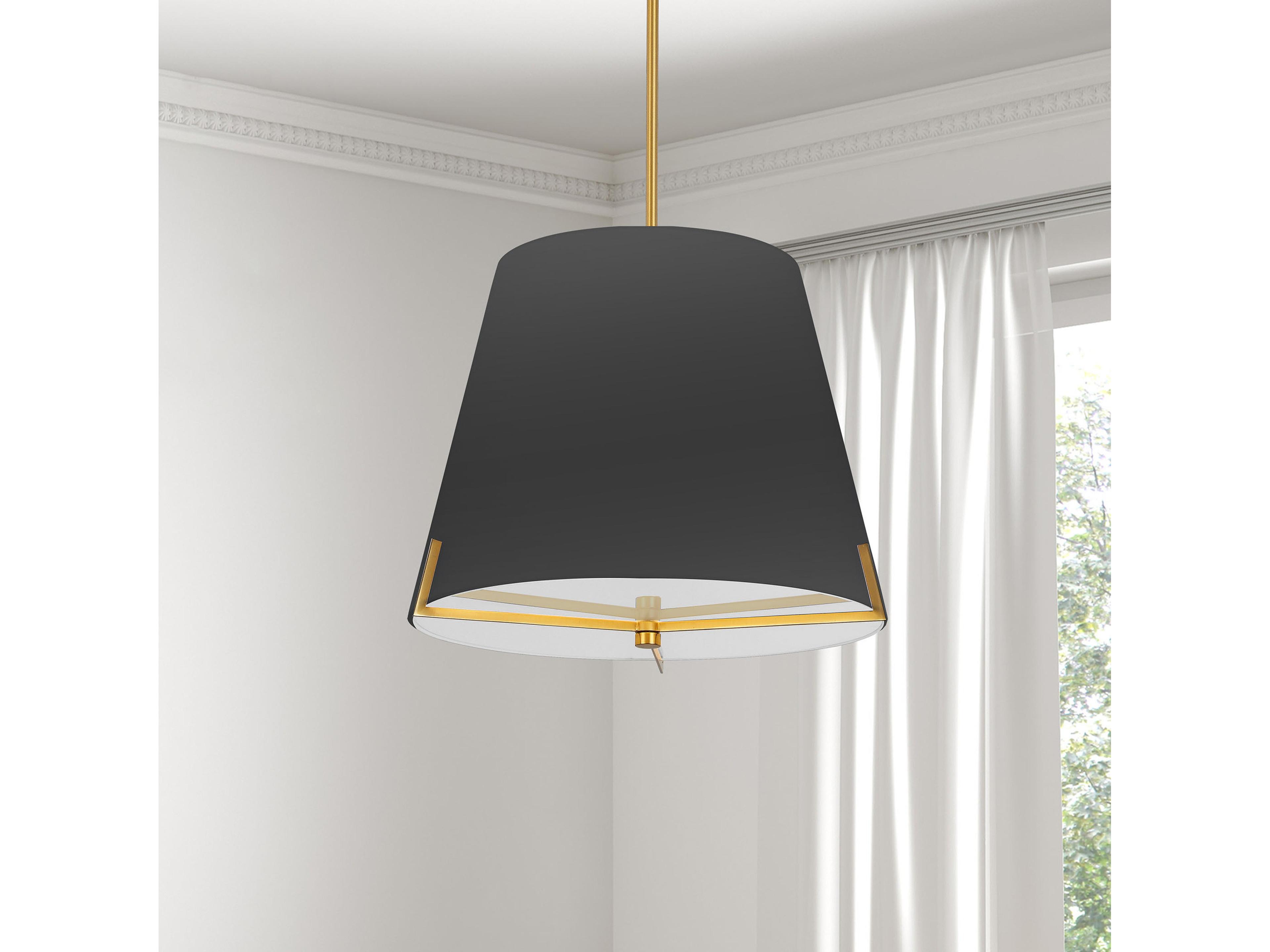 Dainolite Preston 4-Light Black Aged Brass Drum Pendant
