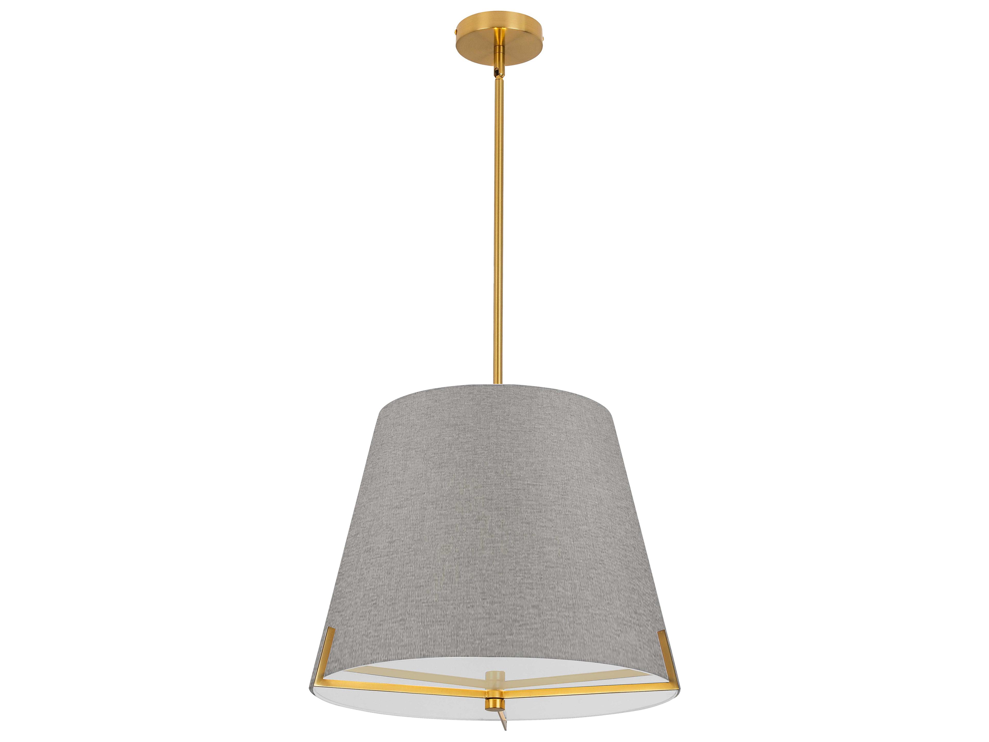 Preston 4-Light Grey Aged Brass Drum Pendant