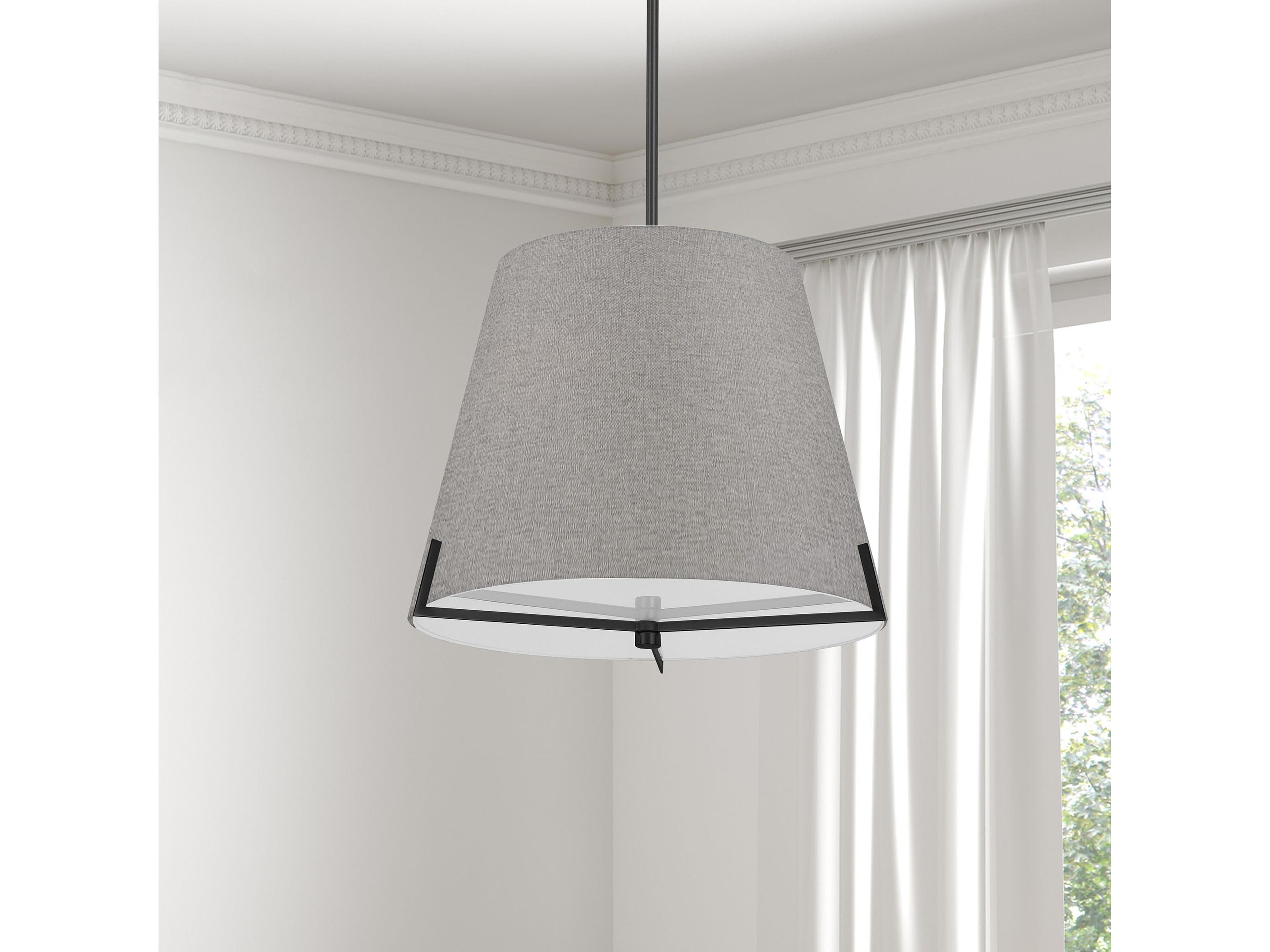 Dainolite Preston 4-Light Grey Matte Black Drum Pendant