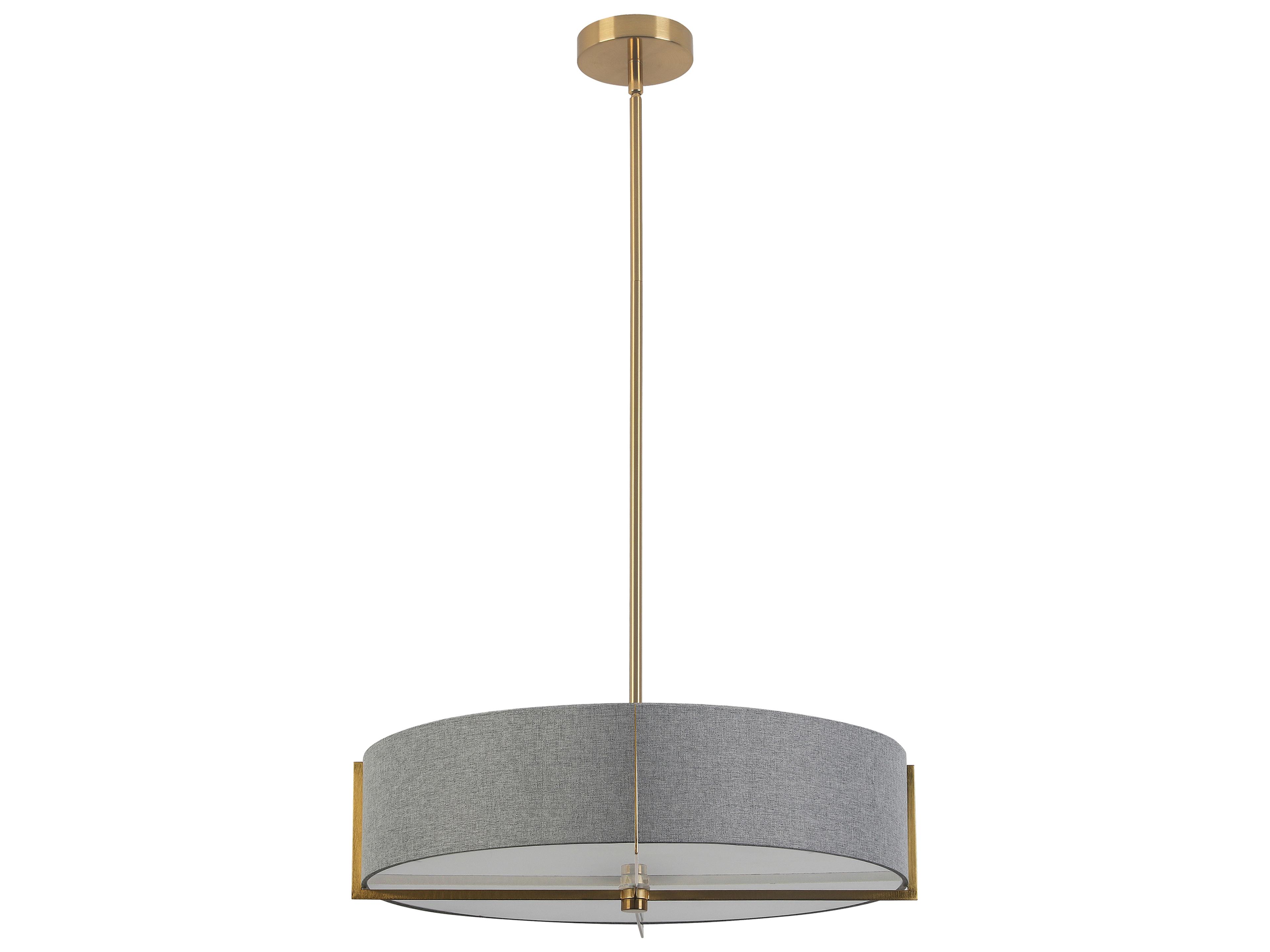 Preston 4-Light Grey Aged Brass Round Pendant
