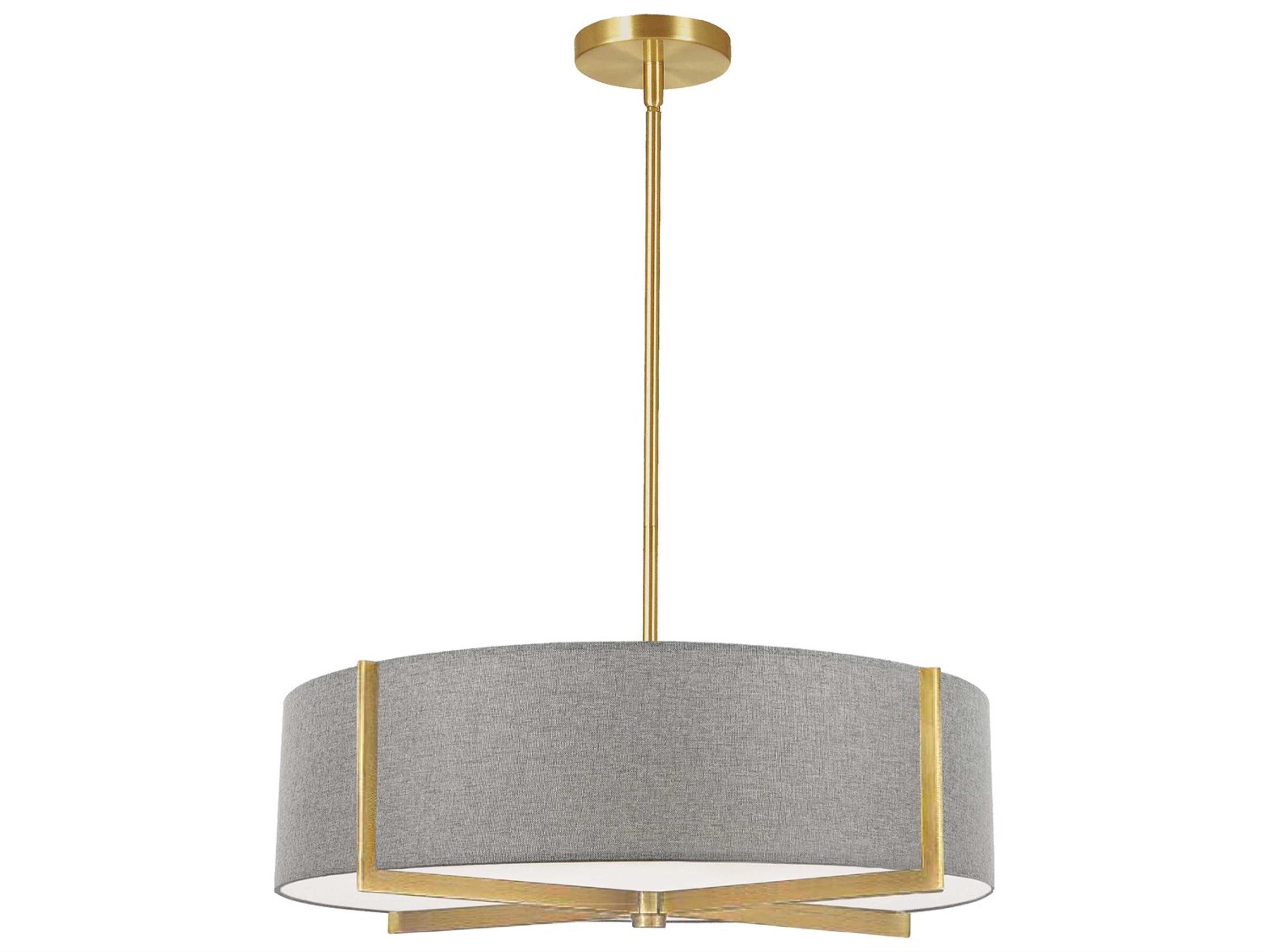 Dainolite Preston 4-Light Grey Aged Brass Round Pendant