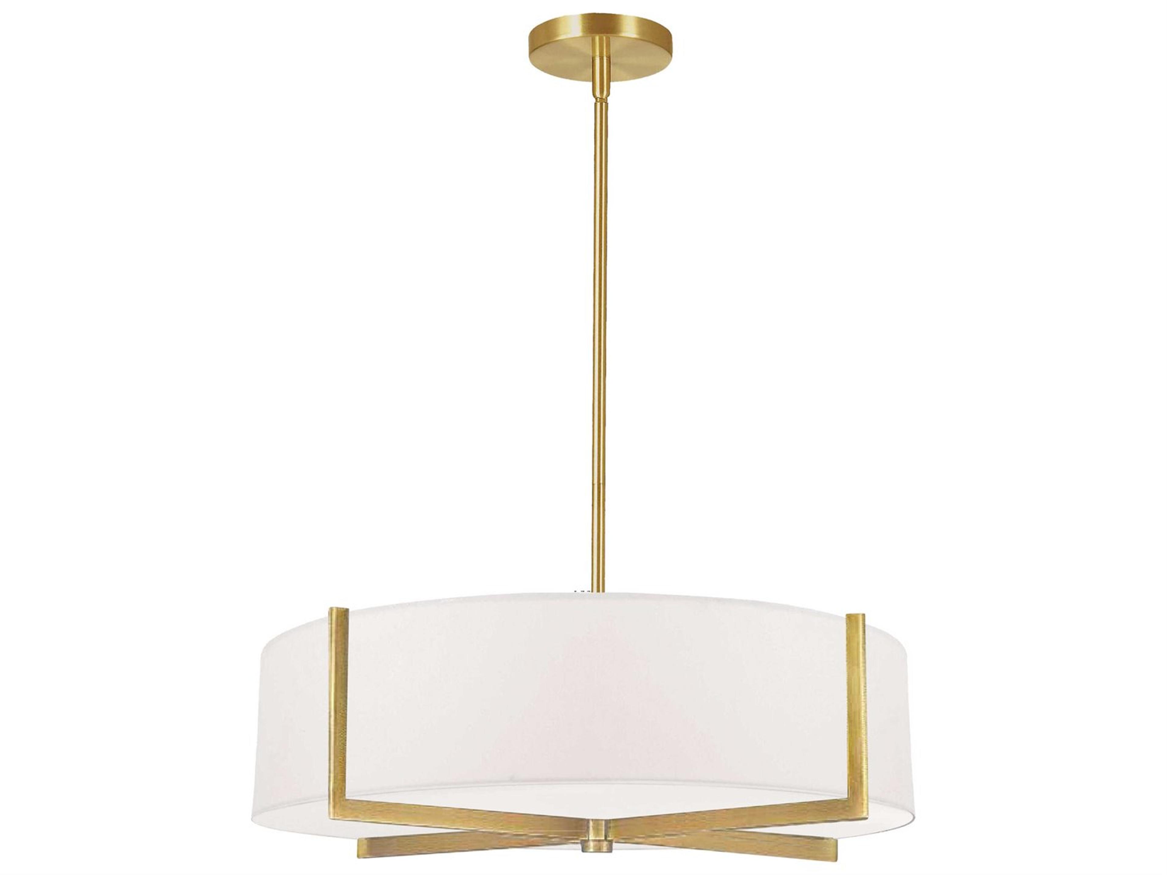 Dainolite Preston 4-Light Aged Brass White Round Pendant